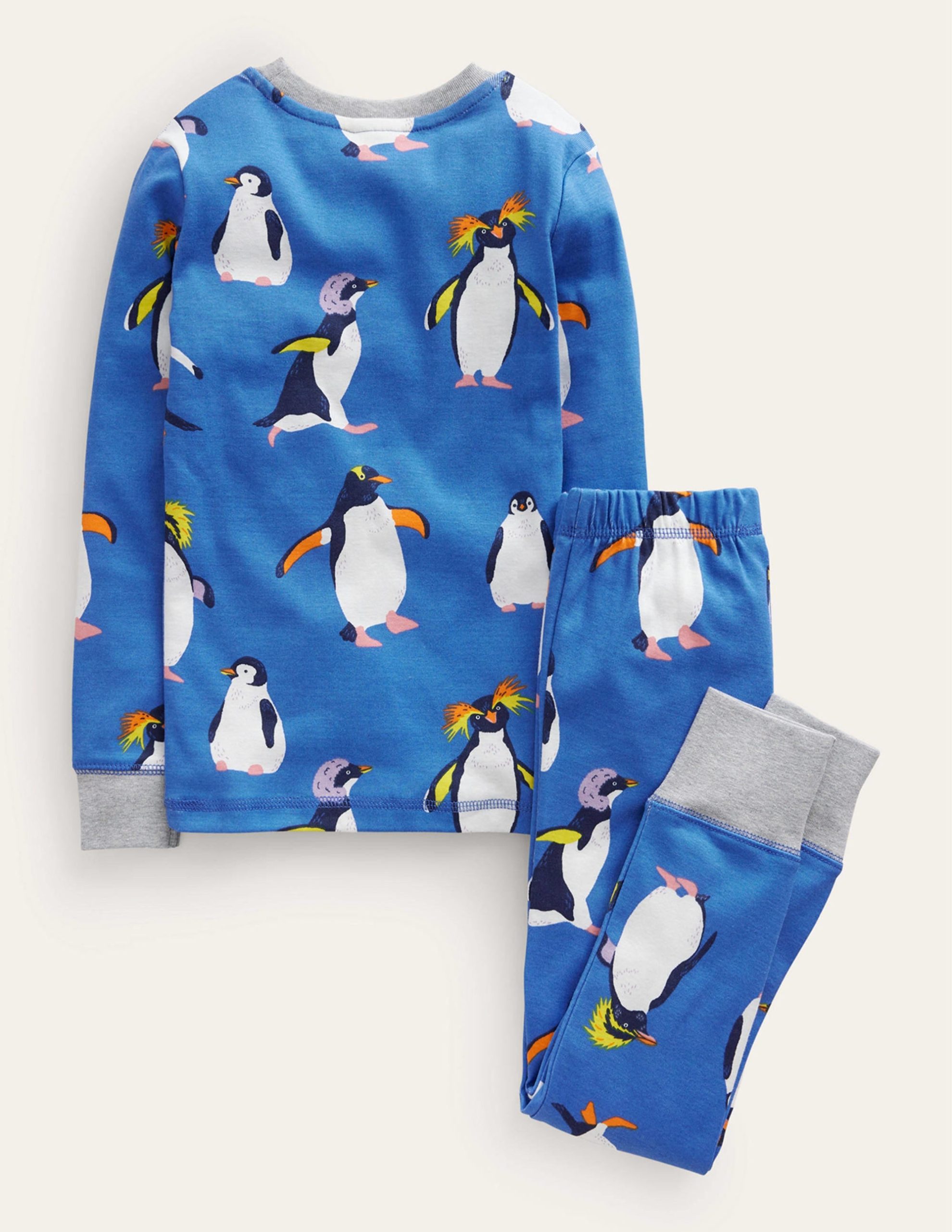 Snug Long John Pajamas-Blue Penguins - Image 3