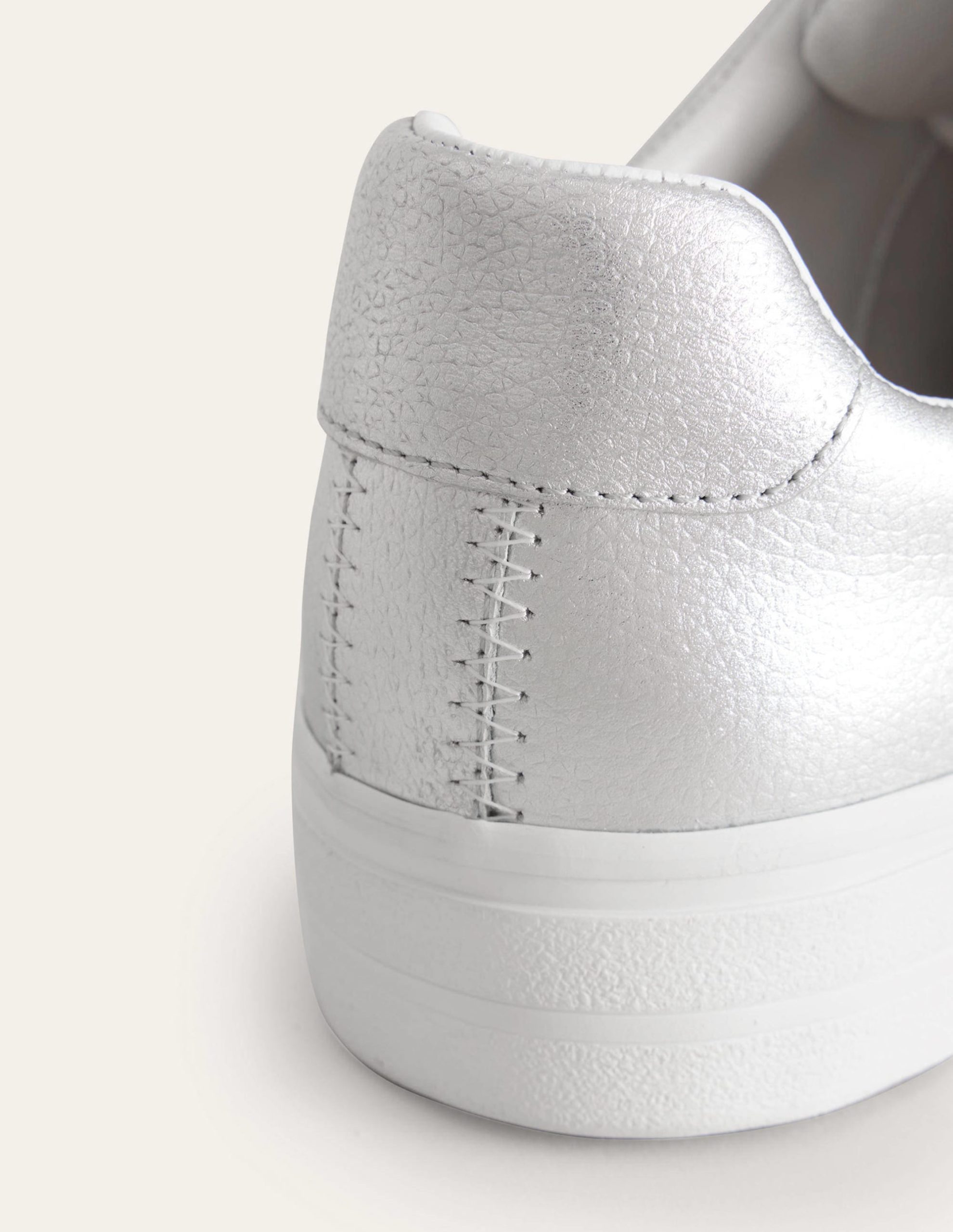 Leather Flatform Sneakers-Silver Tumbled Leather - Image 4