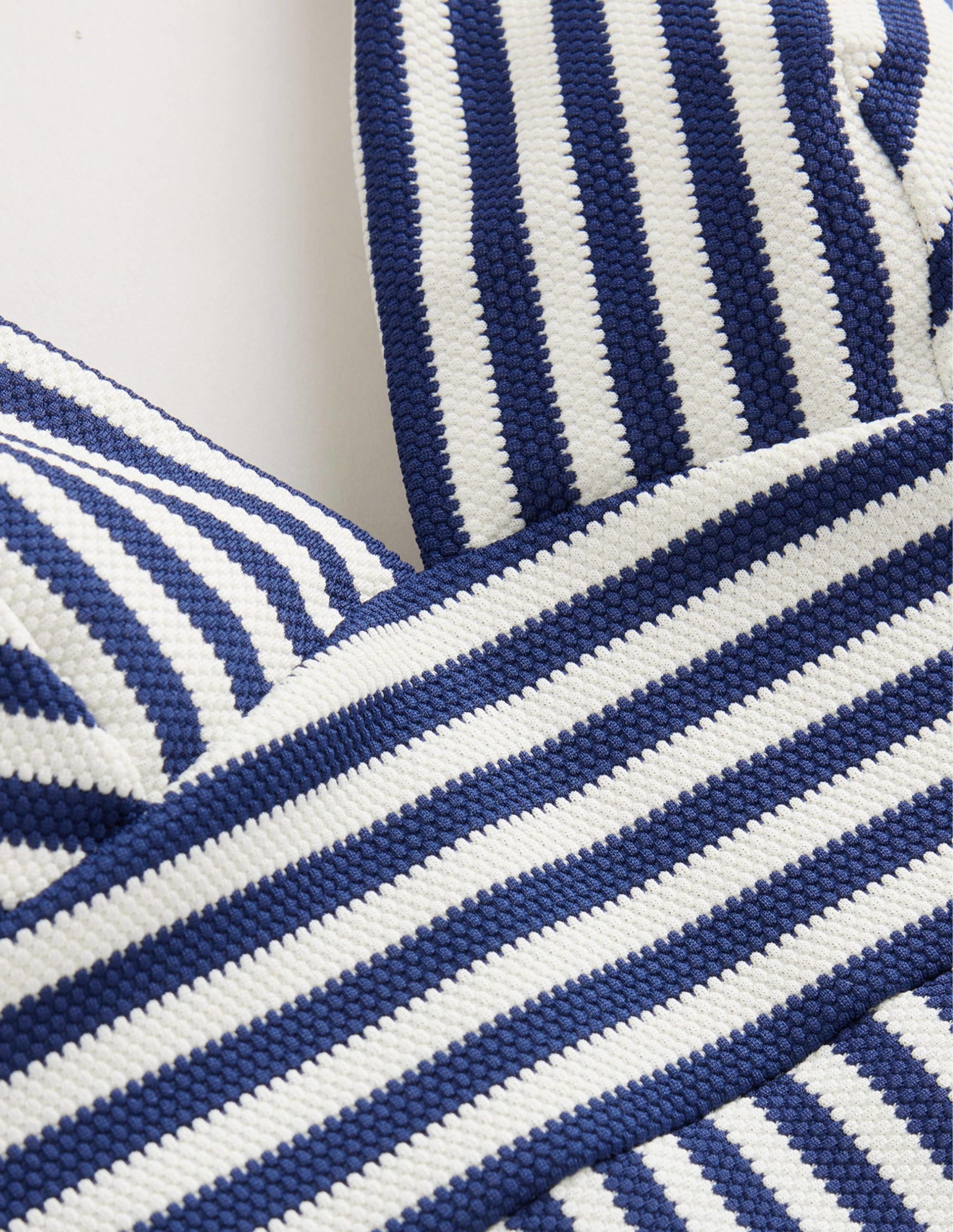 Arezzo V-neck Panel Swimsuit-Navy. Ivory Texture Stripe - Image 10