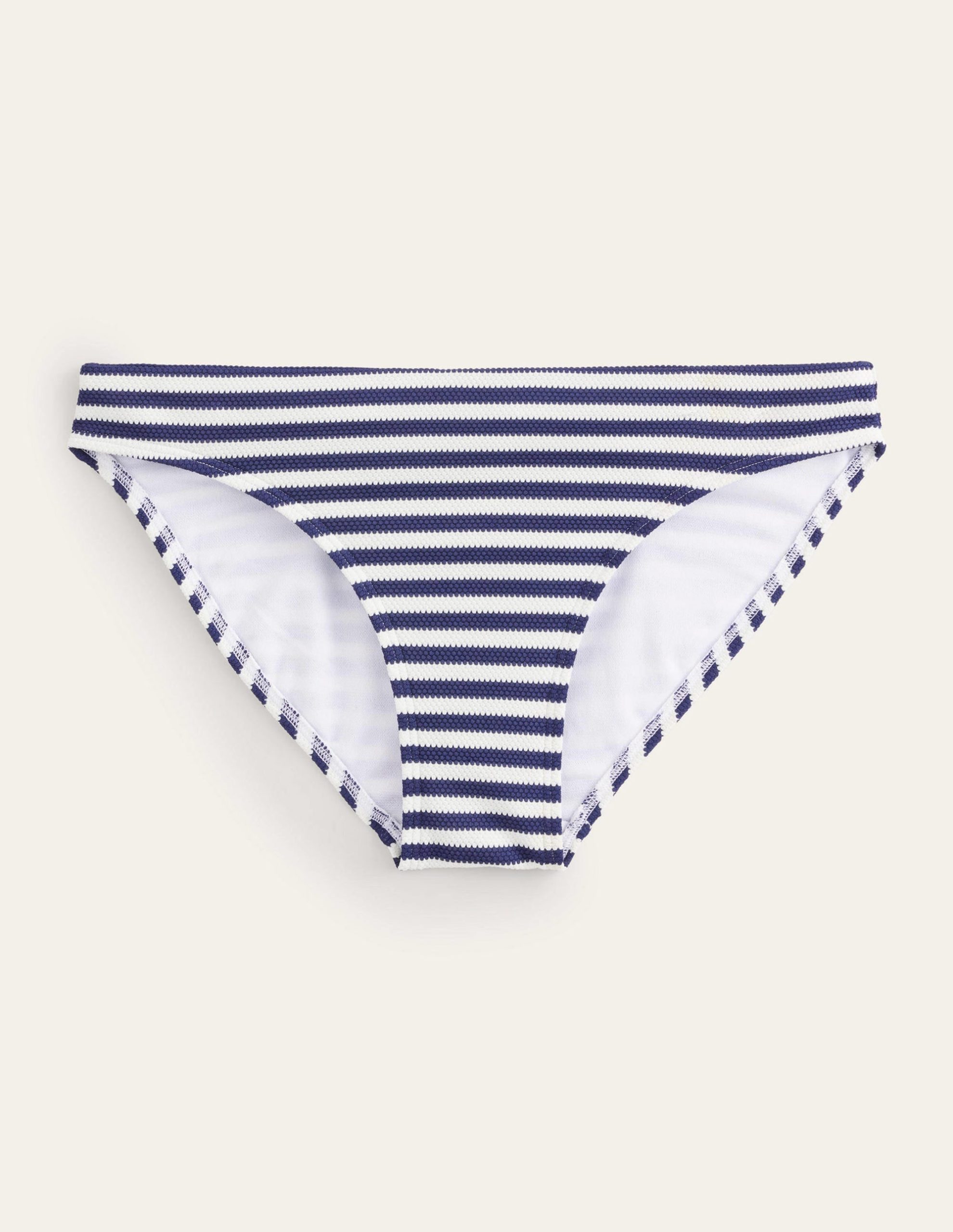 Arezzo Texture Bikini Bottoms-Navy. Ivory Texture Stripe - Image 4
