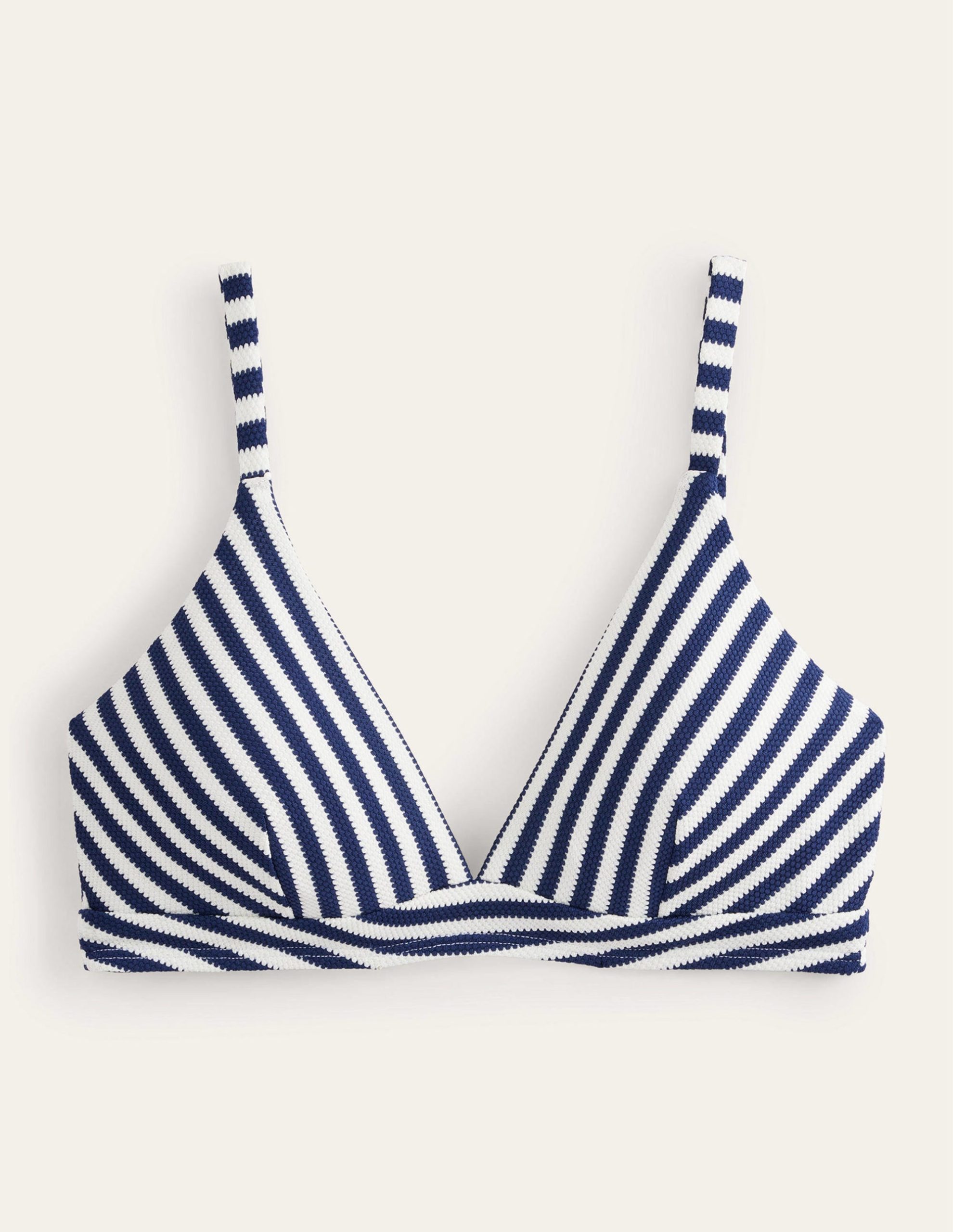 Arezzo V-neck Bikini Top-Navy. Ivory Texture Stripe - Image 7