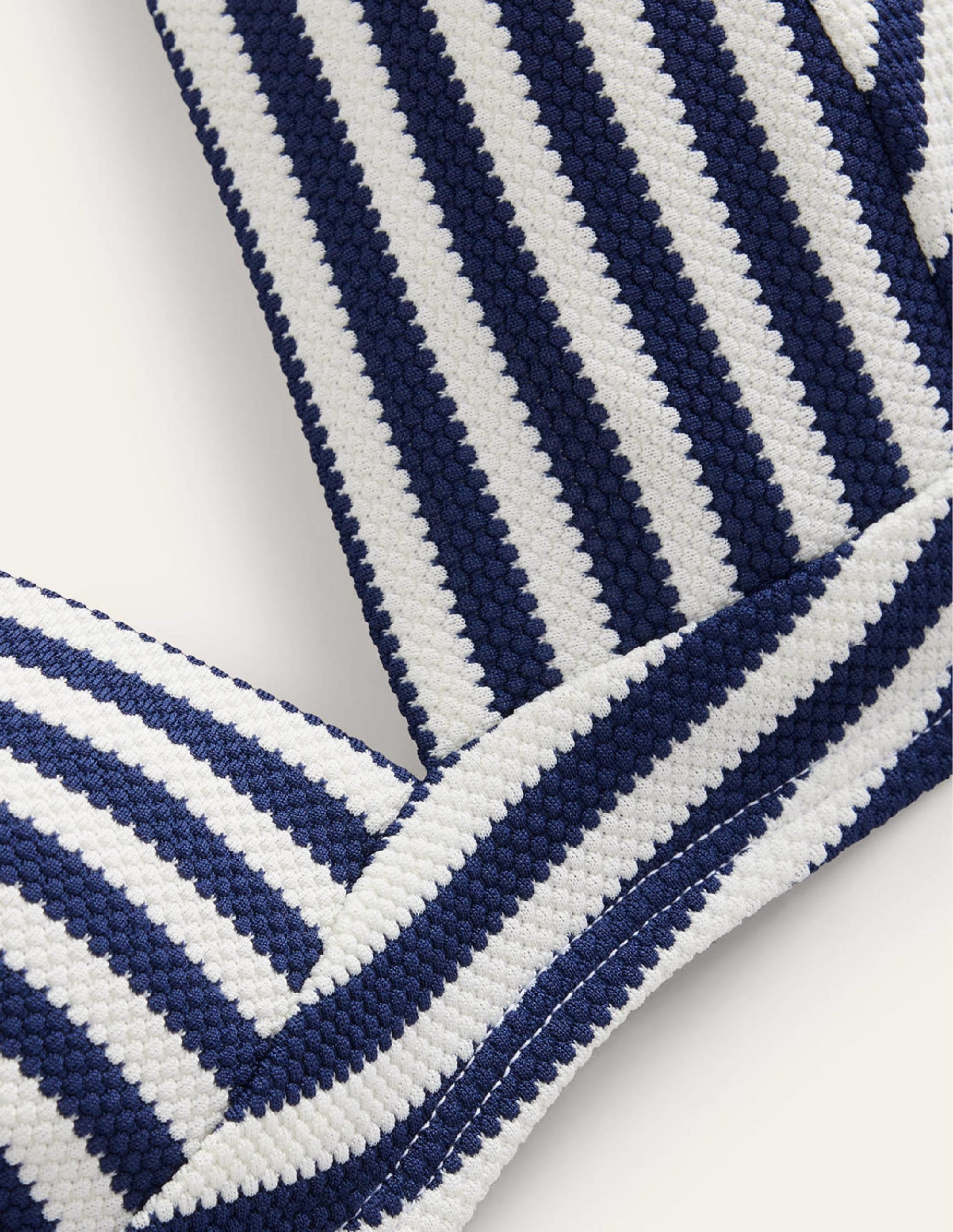 Arezzo V-neck Bikini Top-Navy. Ivory Texture Stripe - Image 8