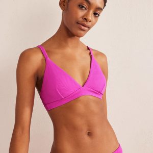 Arezzo V-neck Bikini Top-Amazing Pink Texture