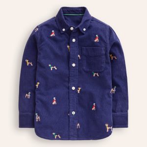 The Janet Embroidered Shirt-Sapphire Blue Janet Embroidery