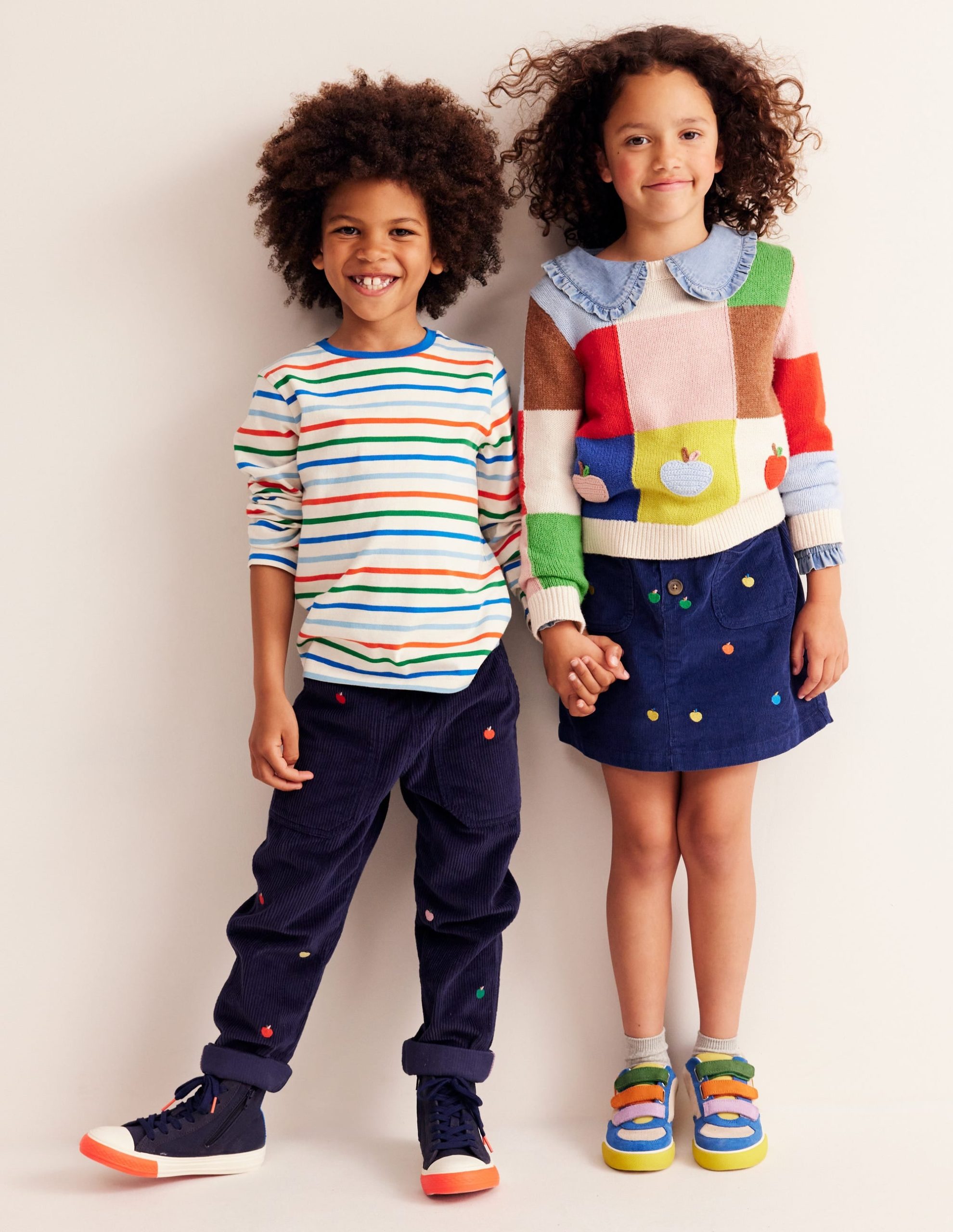 Embroidered Pull-On Pants-College Navy Apples - Image 5