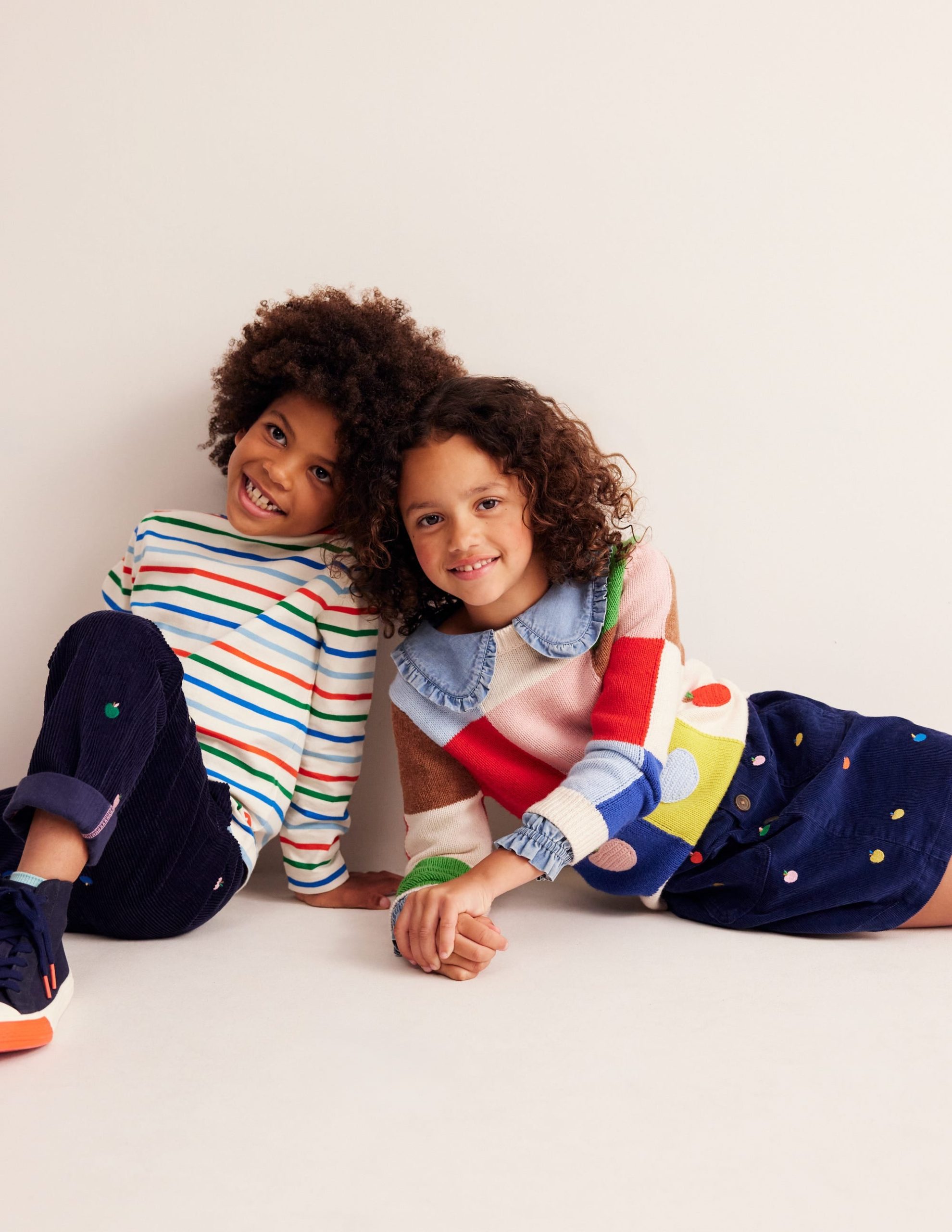 Embroidered Pull-On Pants-College Navy Apples - Image 6