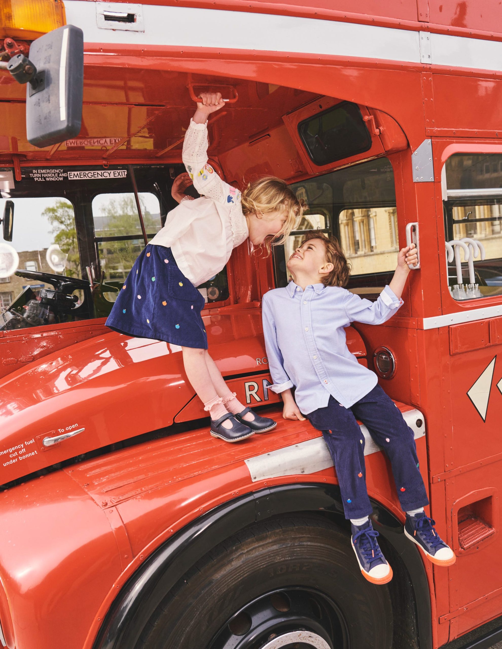 Embroidered Pull-On Pants-College Navy Apples - Image 4