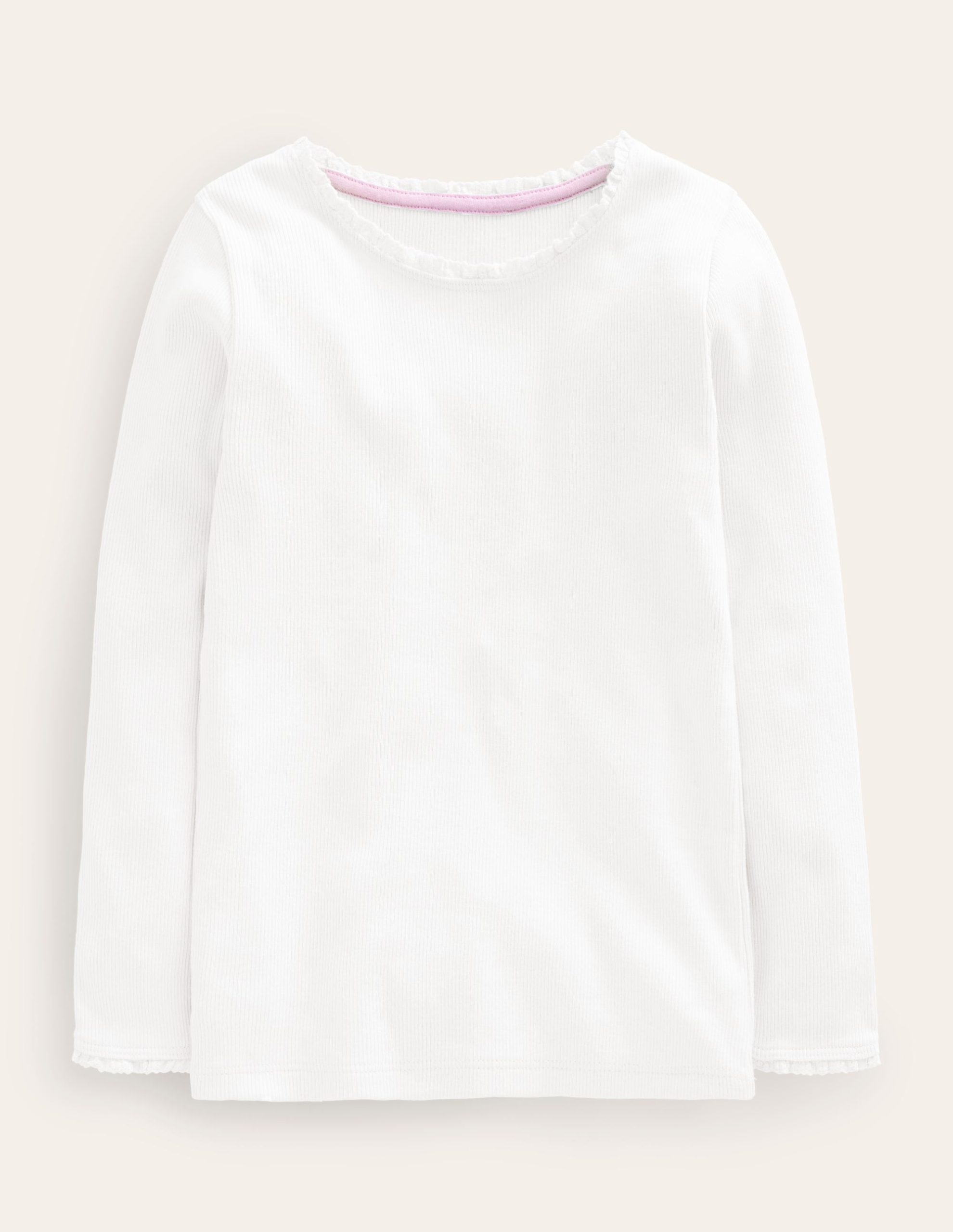 Ribbed Long Sleeve T-shirt-White
