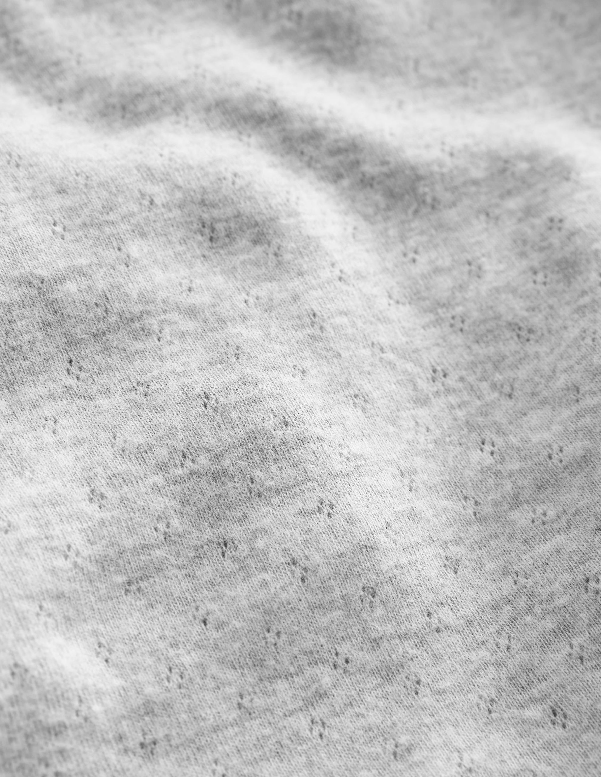 Long Sleeve Pointelle Top-Grey Marl - Image 3