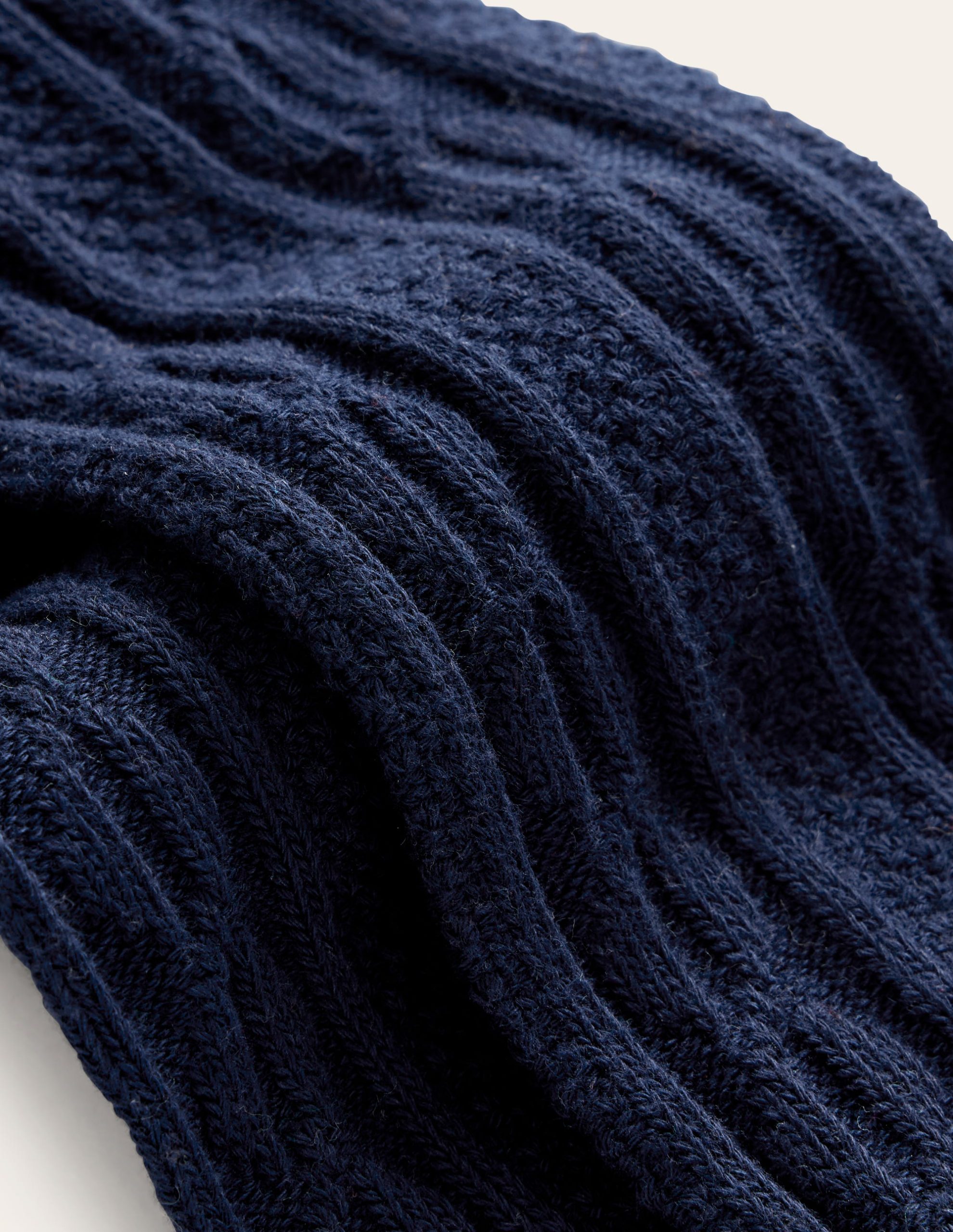 Cable Footless Tights-College Navy - Image 3