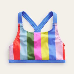 Cross Back Bikini Top-Soft Multi Stripe