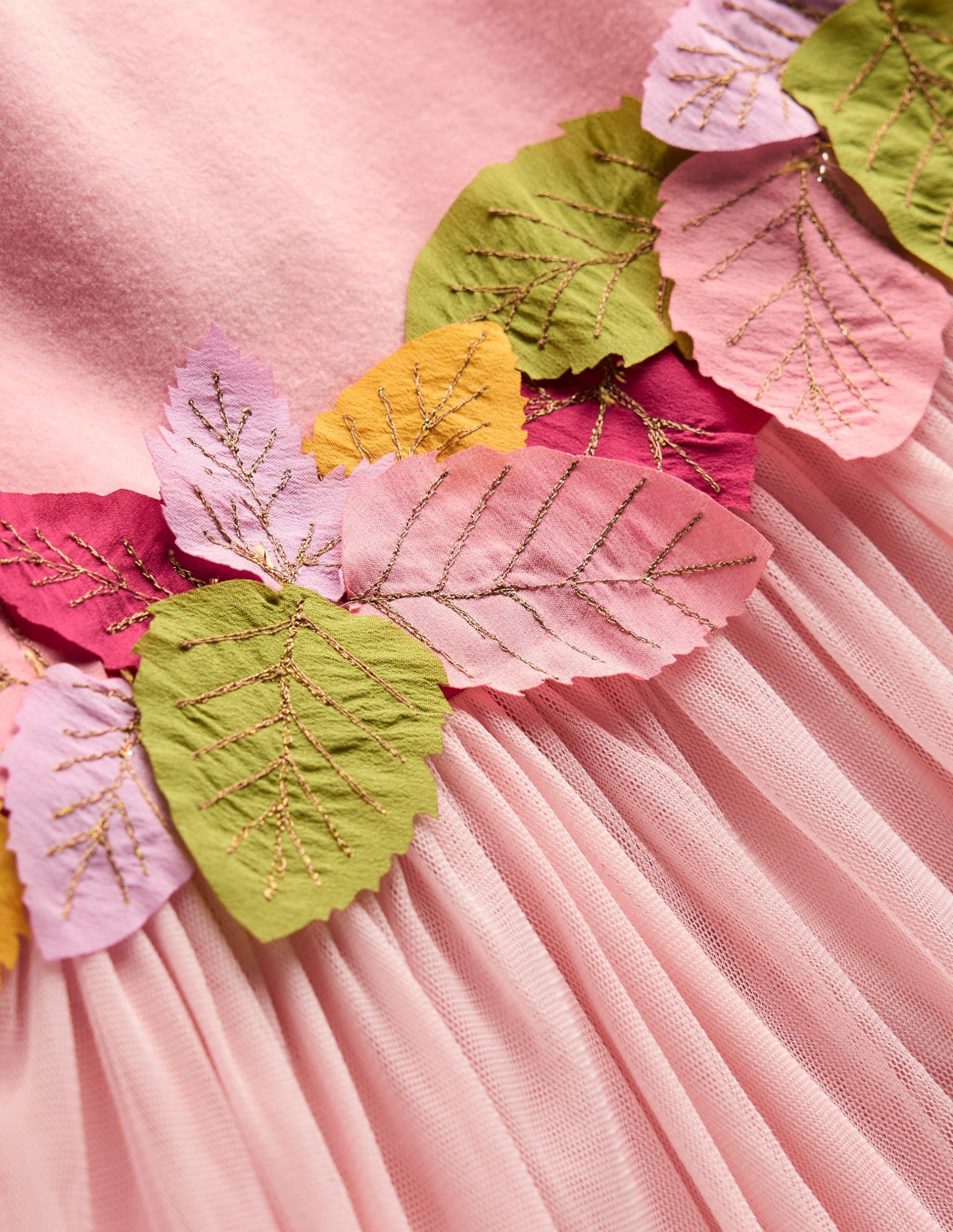 Ottilie Velvet Tulle Dress-Vintage Pink Autumn Leaves - Image 4