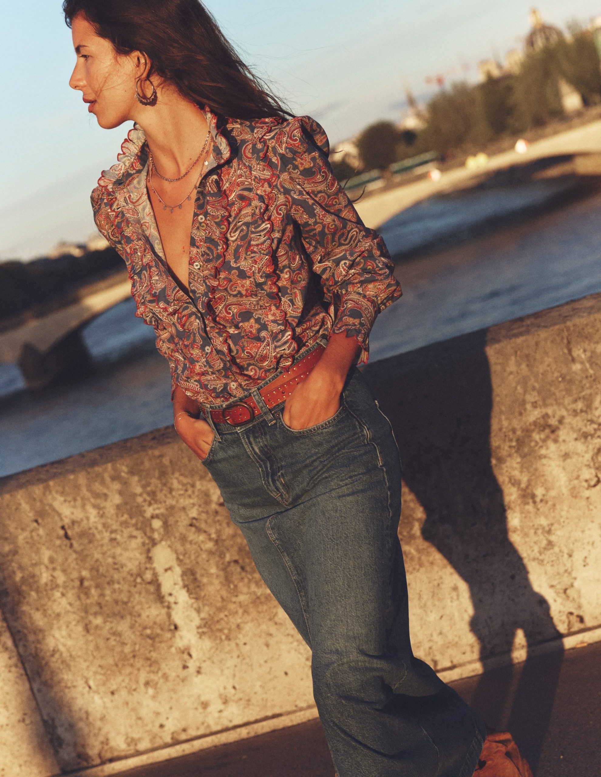 5 Pocket Denim Maxi Skirt-Mid Wash - Image 5