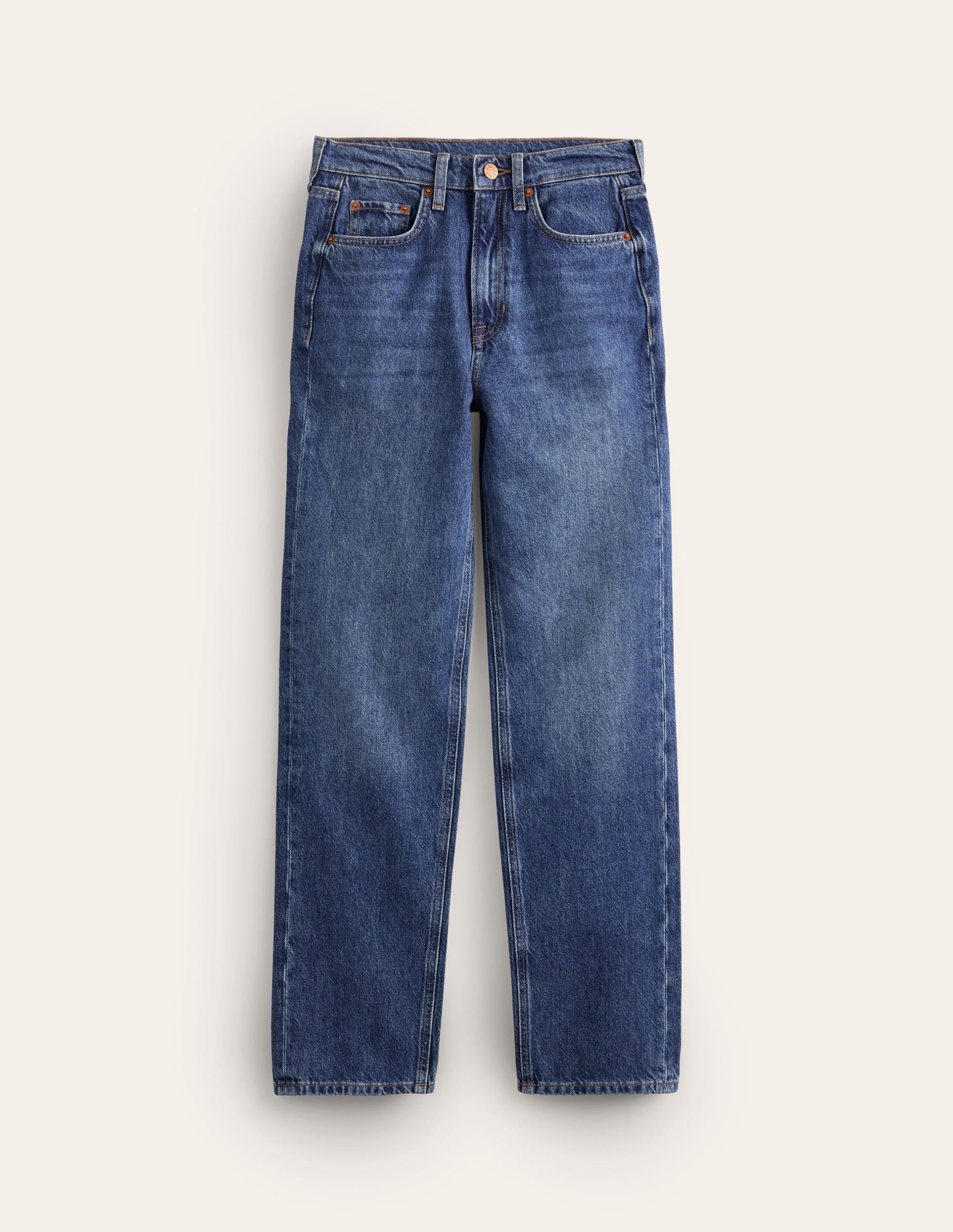High Rise Straight Leg Jeans-Mid Wash - Image 2