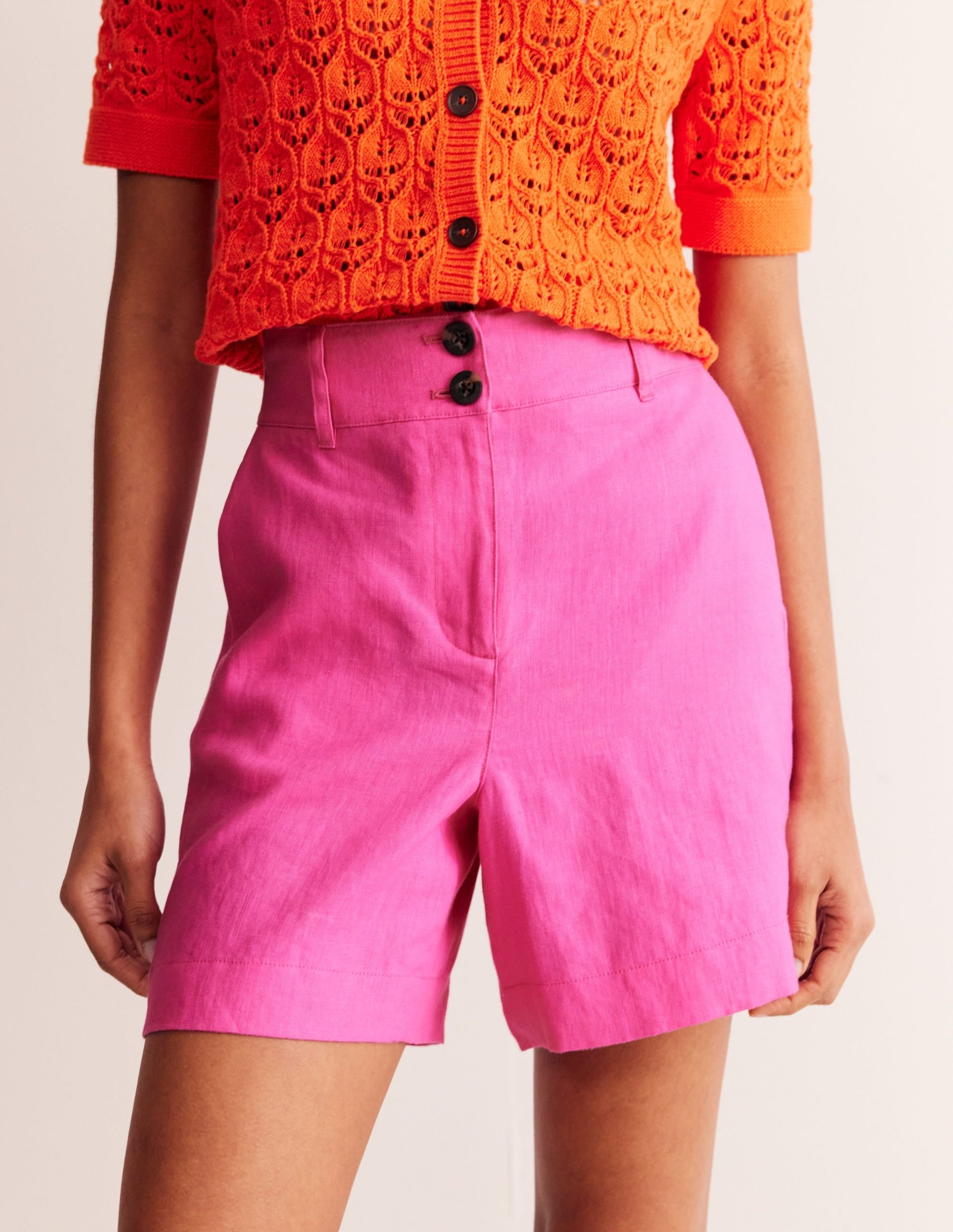 Westbourne Linen Shorts-Pop Pansy - Image 2