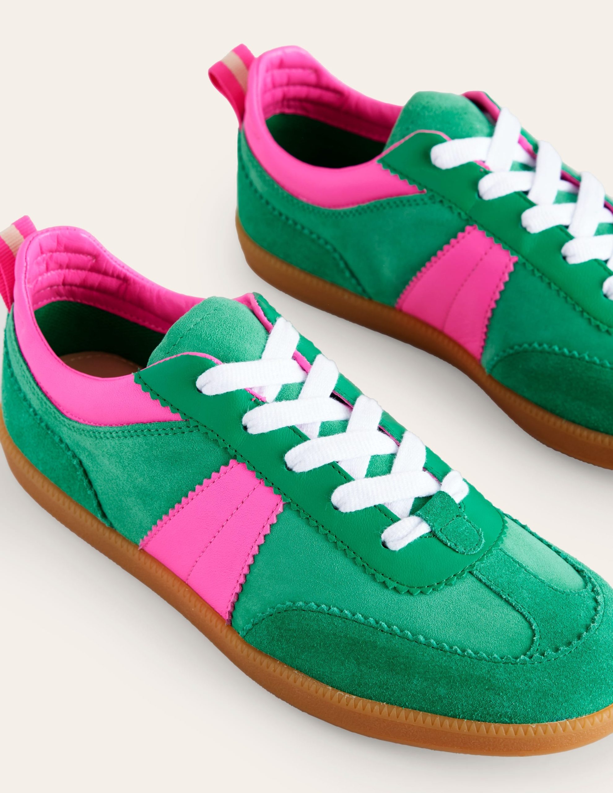 Erin Retro Tennis Trainers-Green Colourblock - Image 4