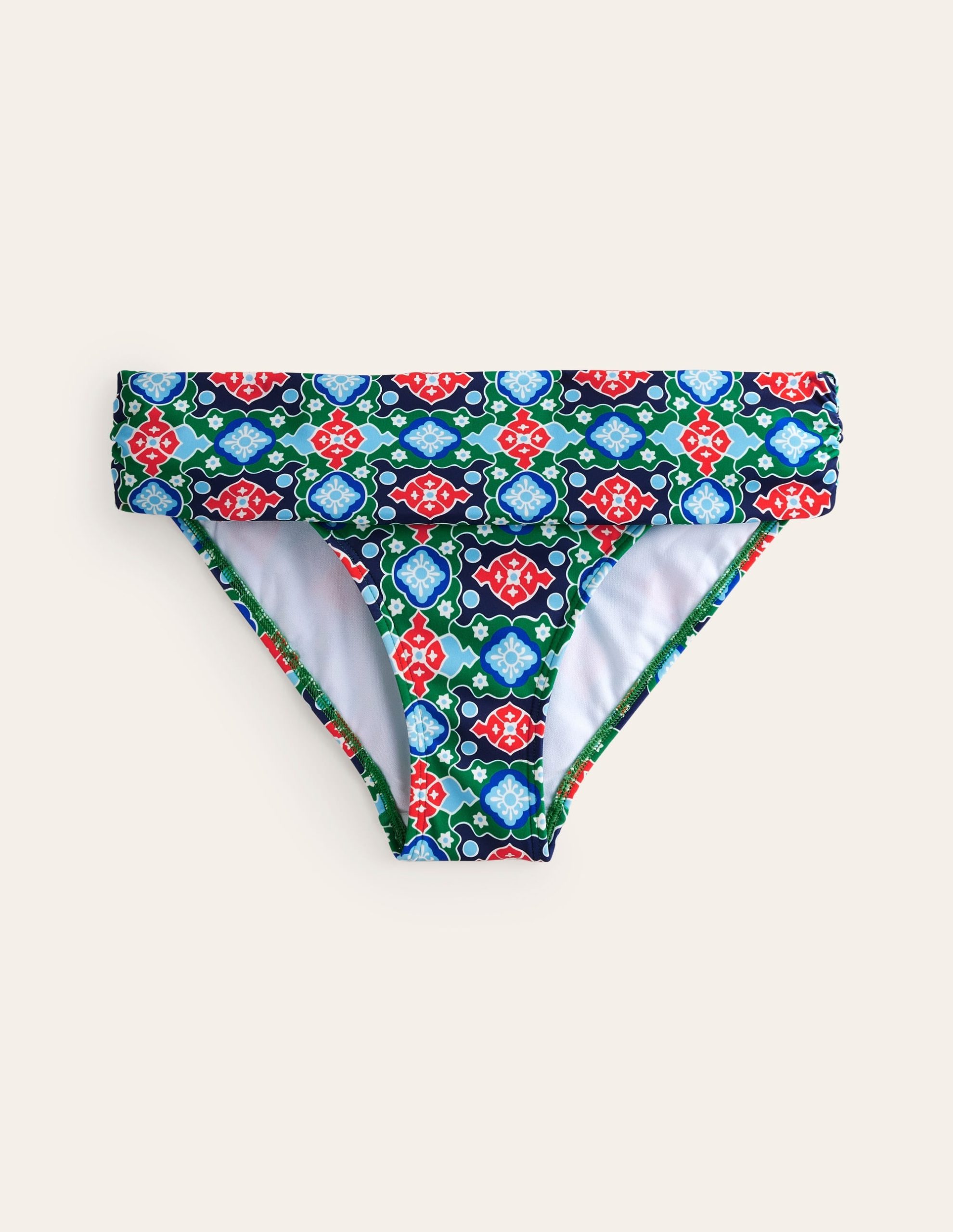 Classic Fold Bikini Bottoms-Green Tambourine. Coastal Tile - Image 5