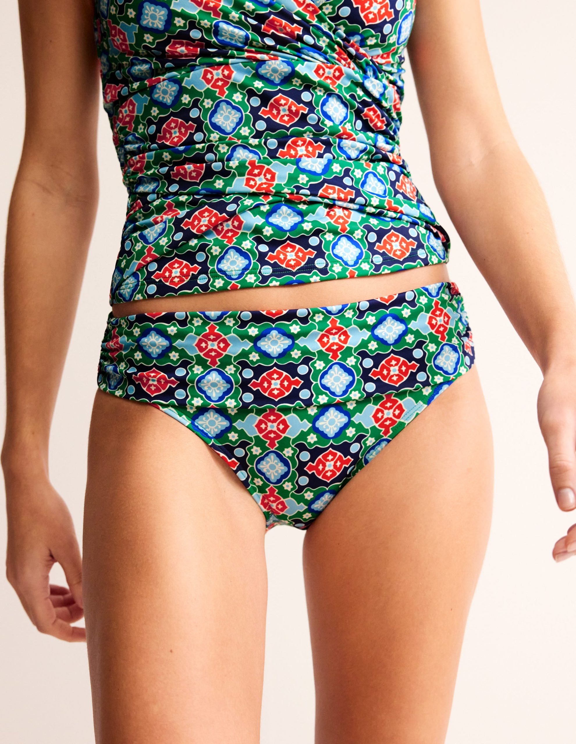 Classic Fold Bikini Bottoms-Green Tambourine. Coastal Tile - Image 4