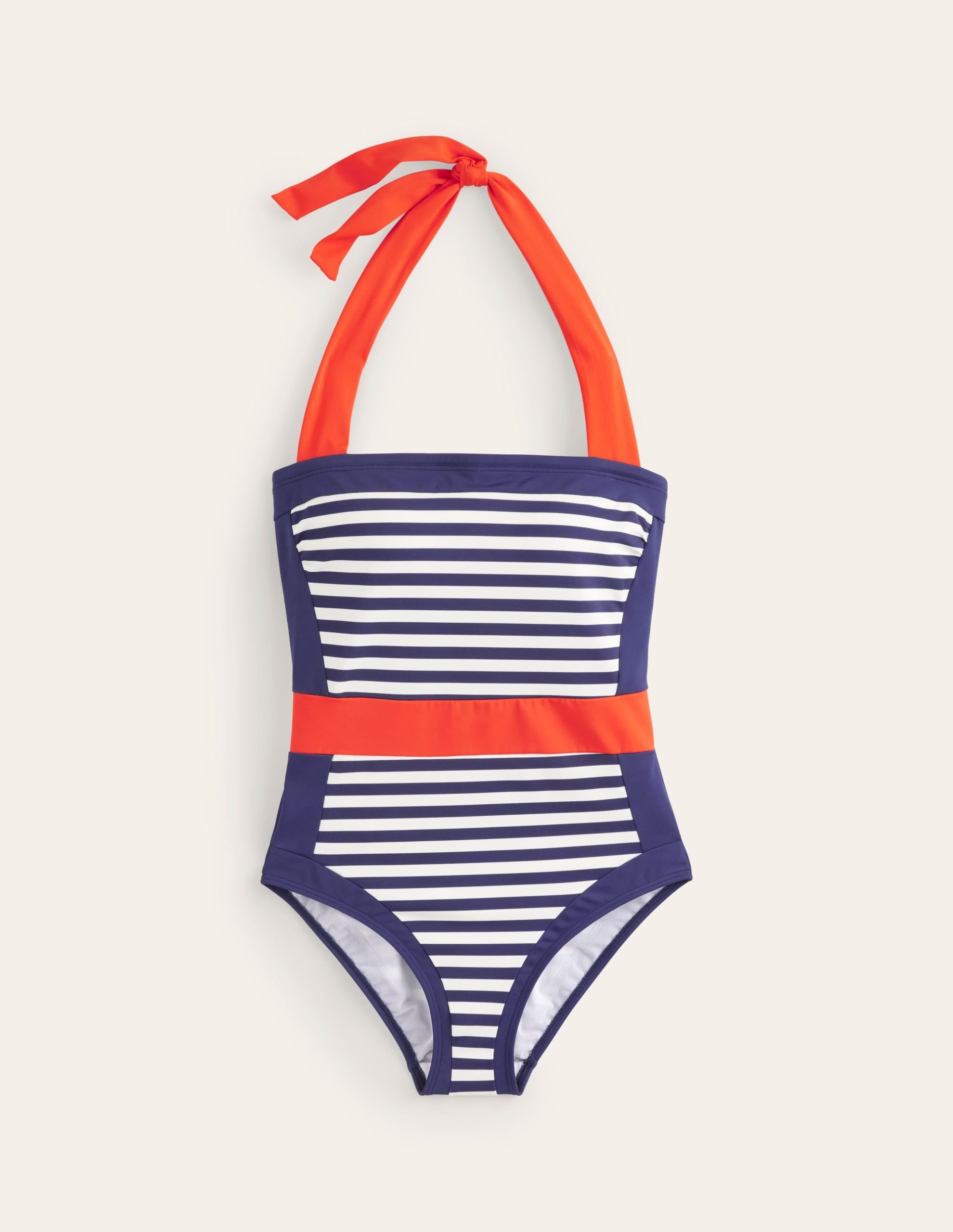 Santorini Halterneck Swimsuit-Red. Navy Stripe - Image 5