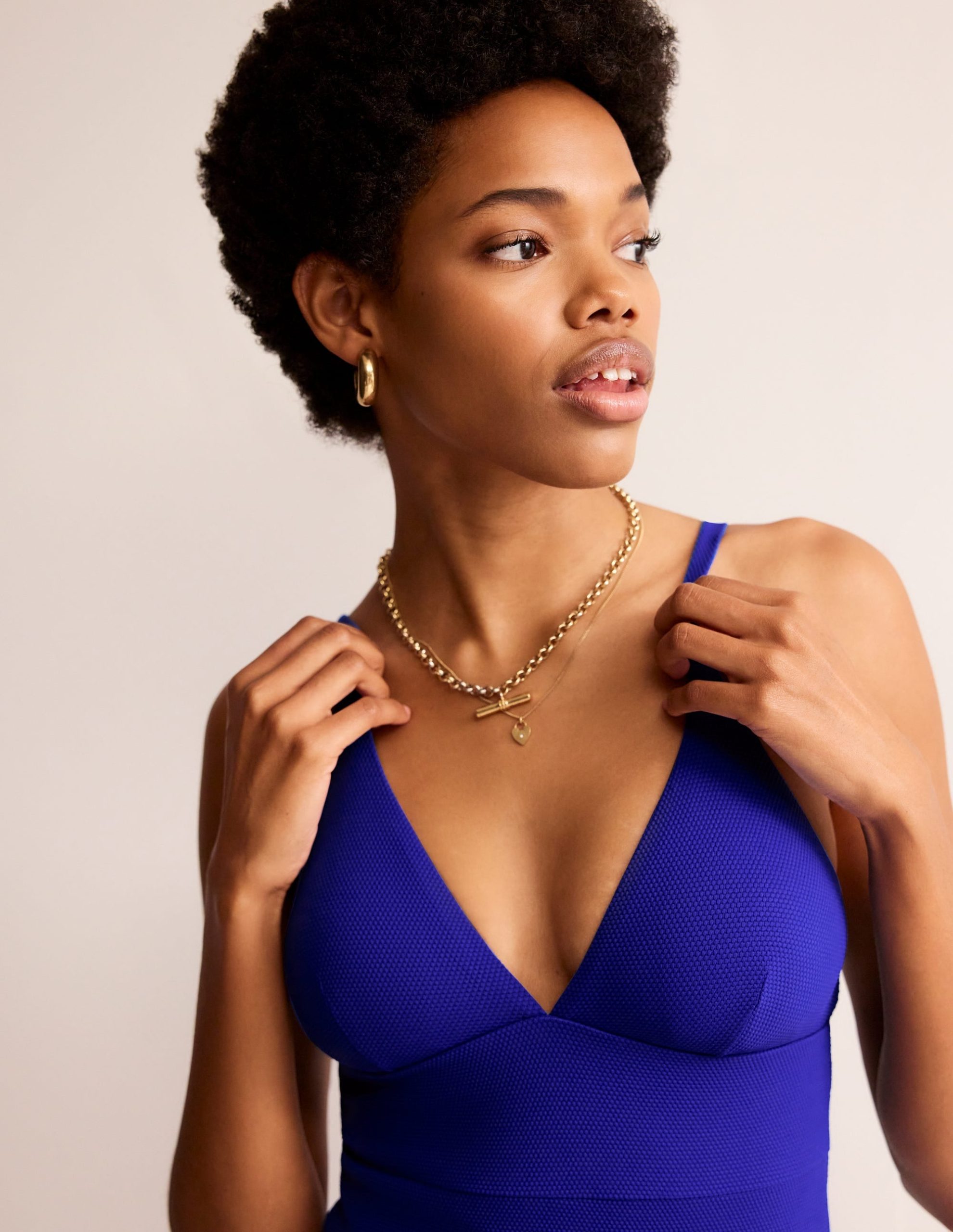 Arezzo V-neck Panel Swimsuit-Surf The Web Blue Texture - Image 4