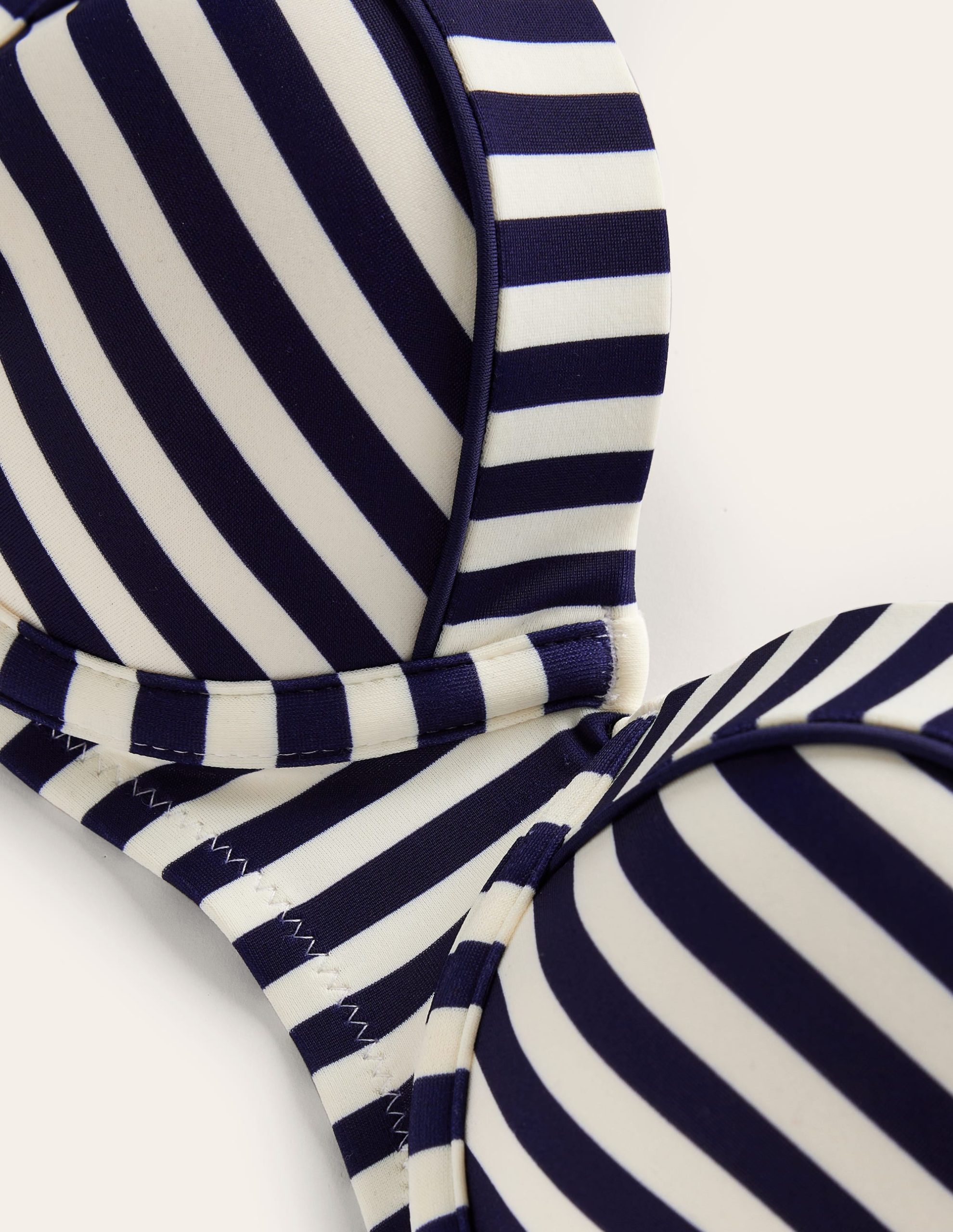 Rhodes Cup-Size Bikini Top-Navy. Ivory Stripe - Image 6