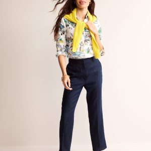 Kew Linen Pants-Navy