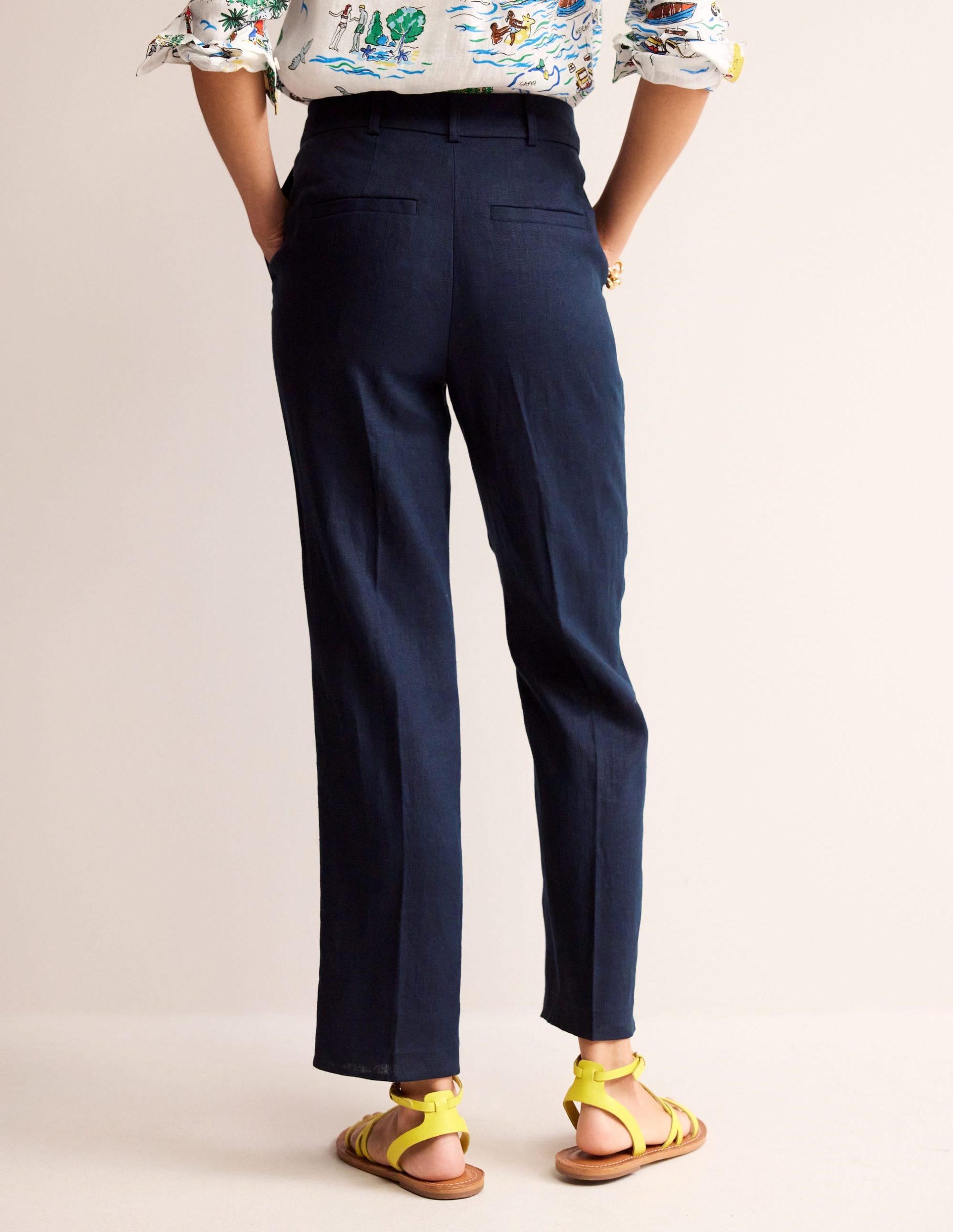 Kew Linen Pants-Navy - Image 3