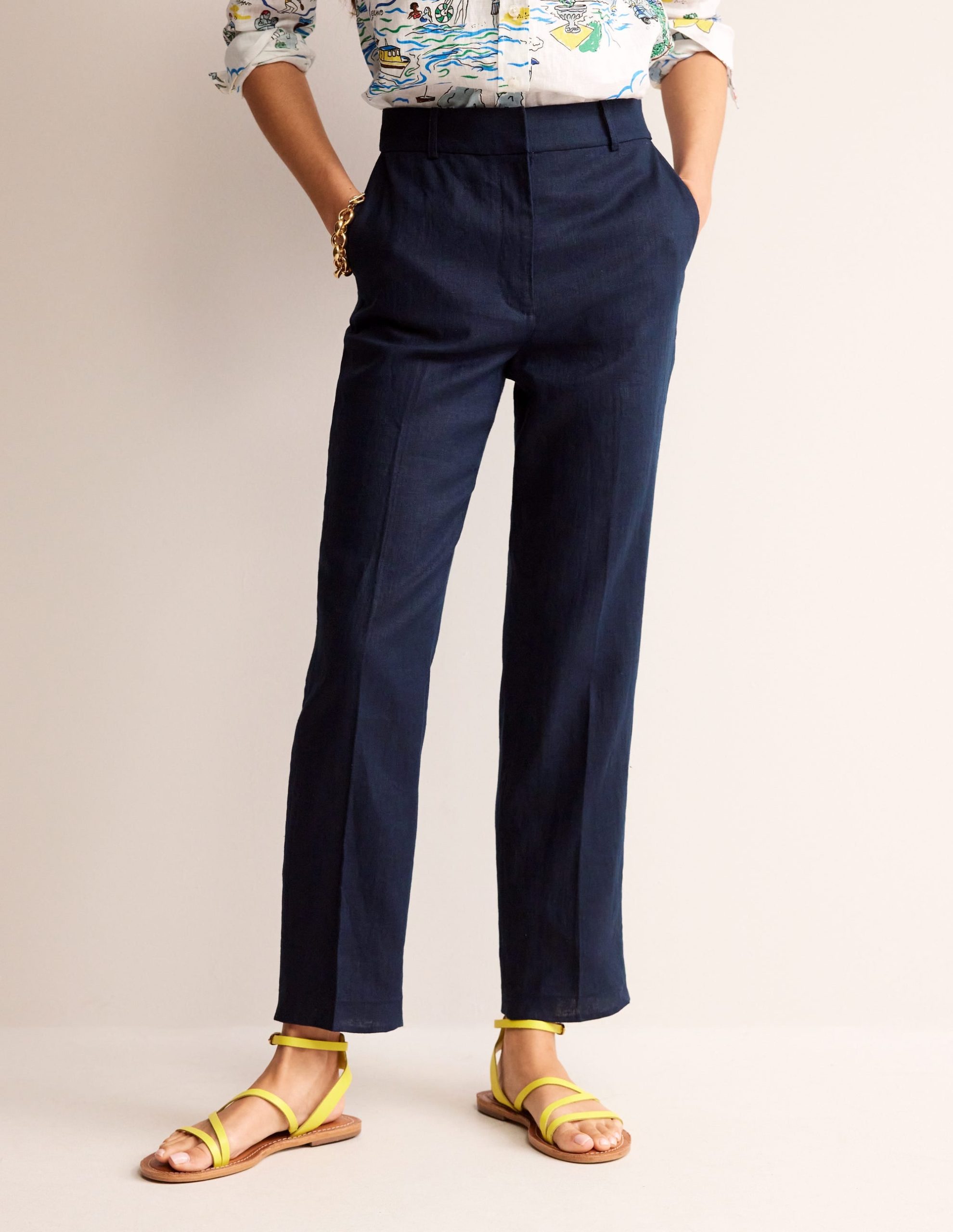 Kew Linen Pants-Navy - Image 4
