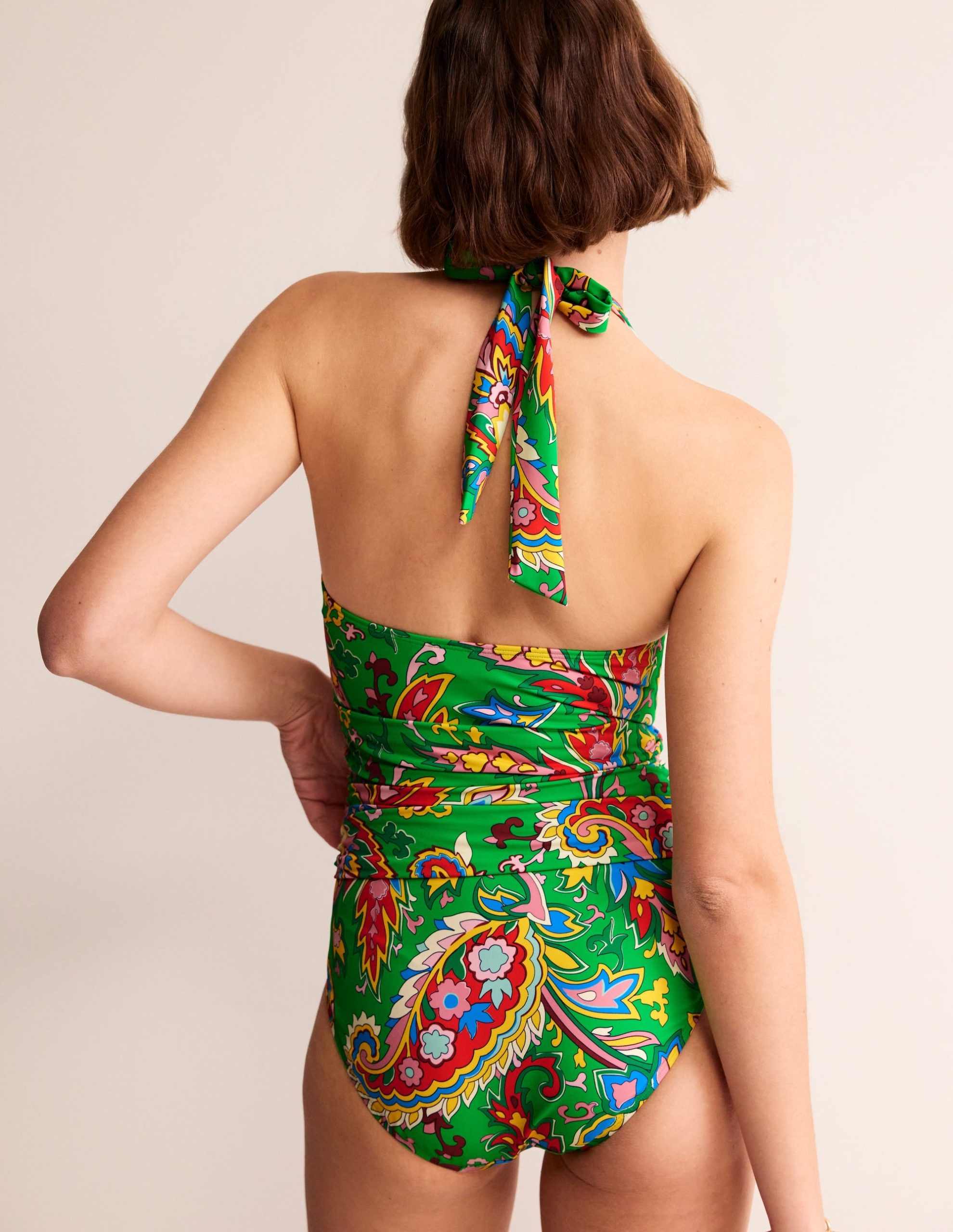 Levanzo Halter Swimsuit-Kelly Green. Paisley Azure - Image 3