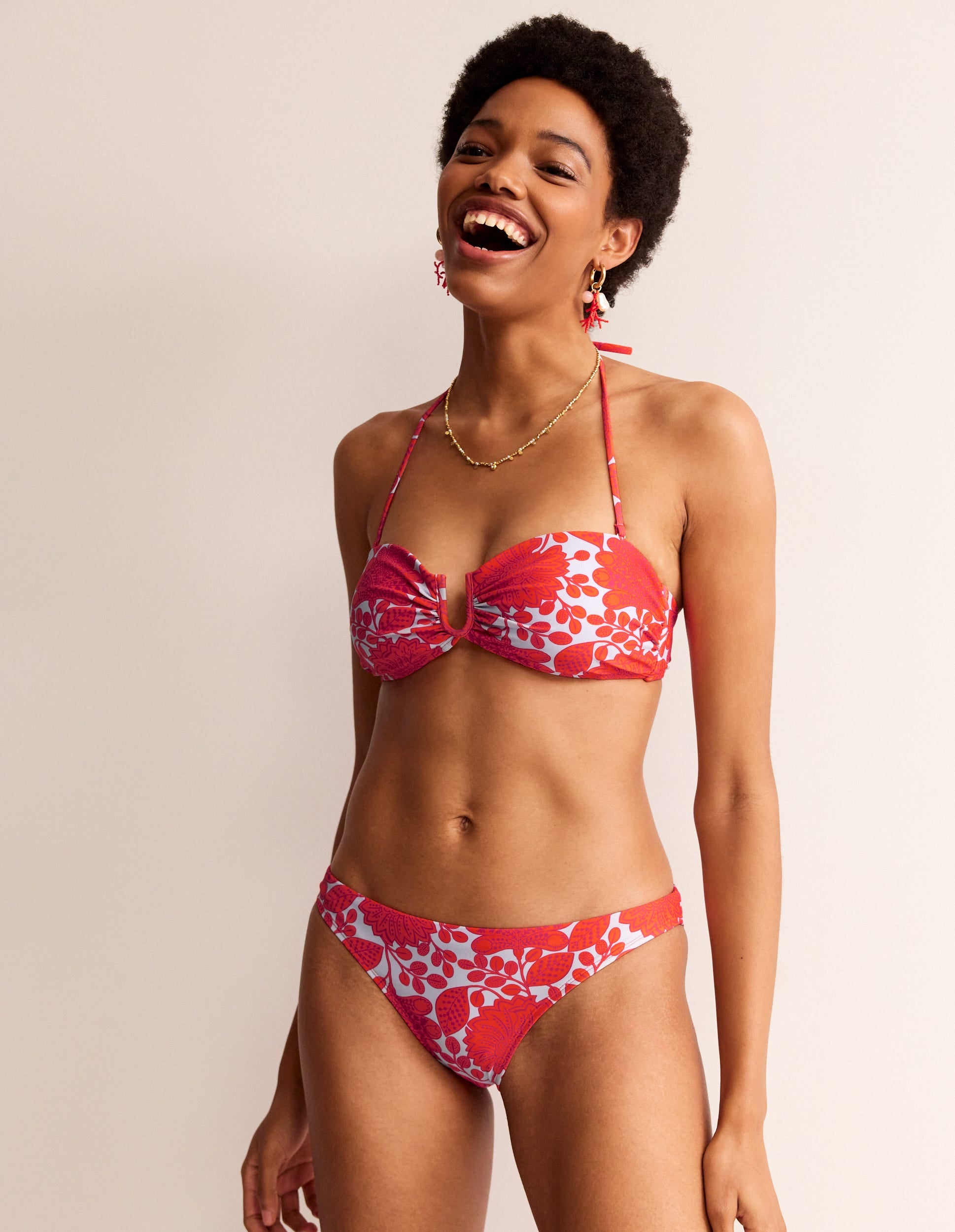 Classic Bikini Bottoms-Fire Cracker. Gardenia Swirl