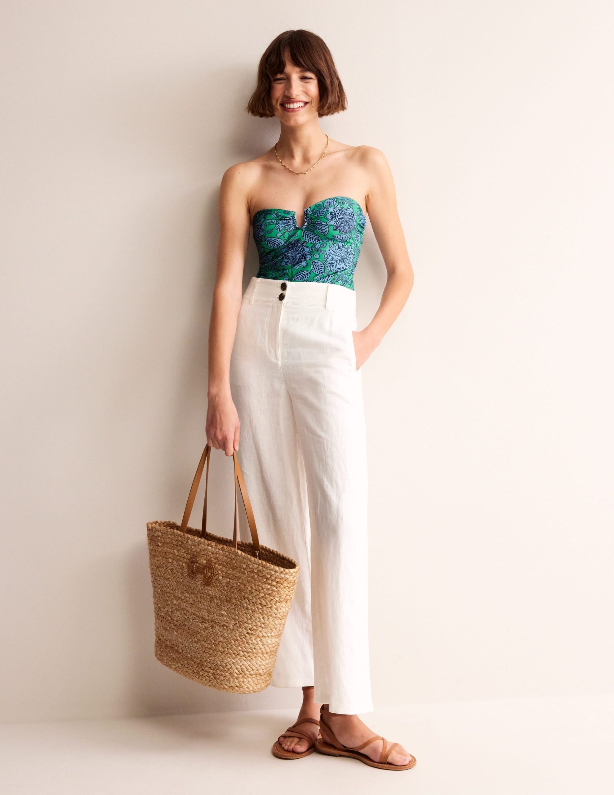 U bar Swimsuit-Ming Green. Gardenia Swirl - Image 4