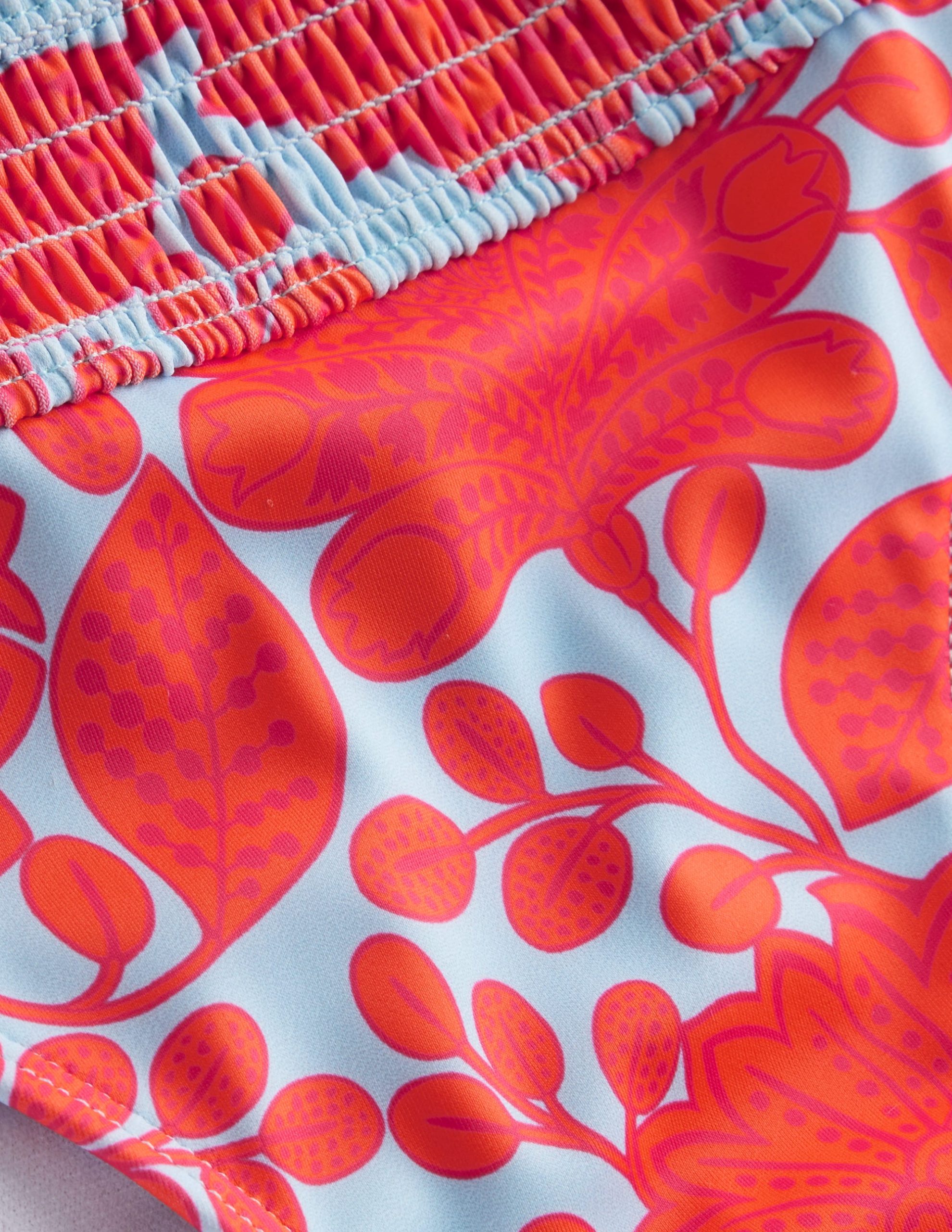 Milos Smocked Bikini Bottoms-Fire Cracker. Gardenia Swirl - Image 7