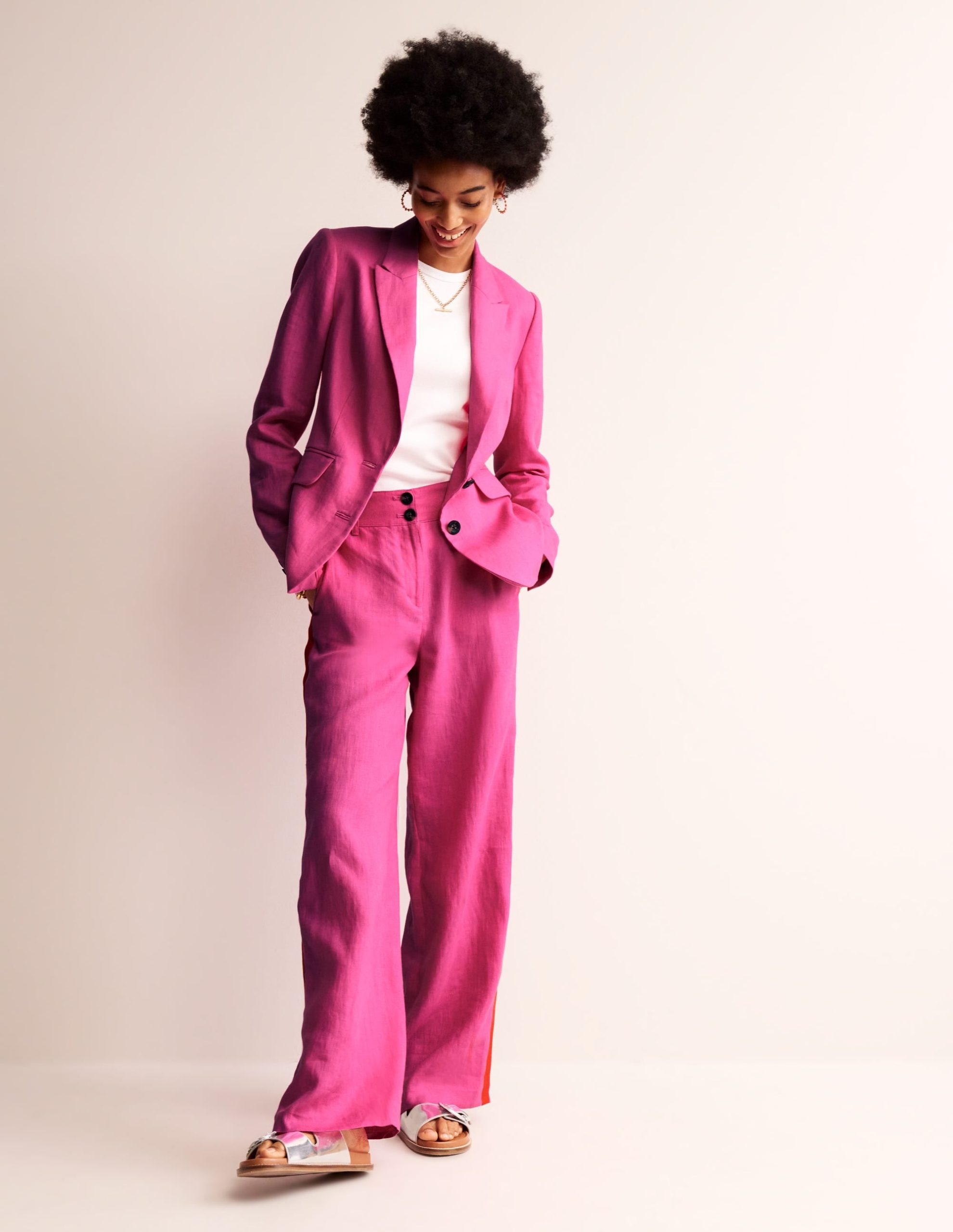 Marylebone Linen Blazer-Pop Pansy - Image 4