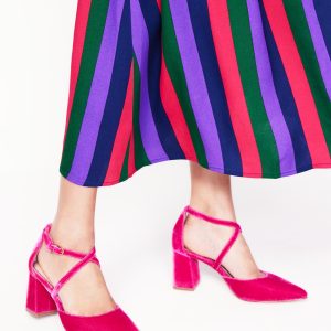 Strap Block Heel Point Courts-Cherries Jubilee