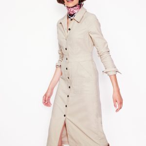 Flora Cord Midi Shirt Dress-Almond Peach