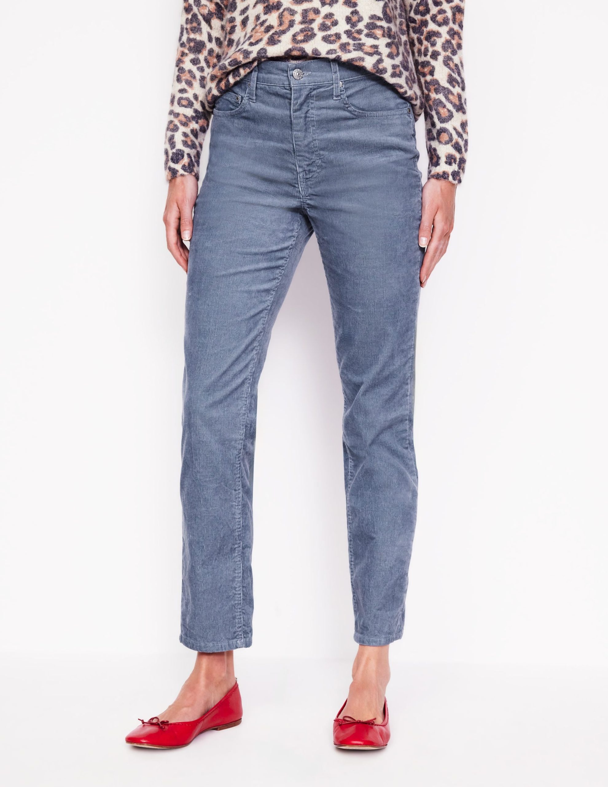 5 Pocket Cord Slim Jeans-Pebble Grey - Image 4