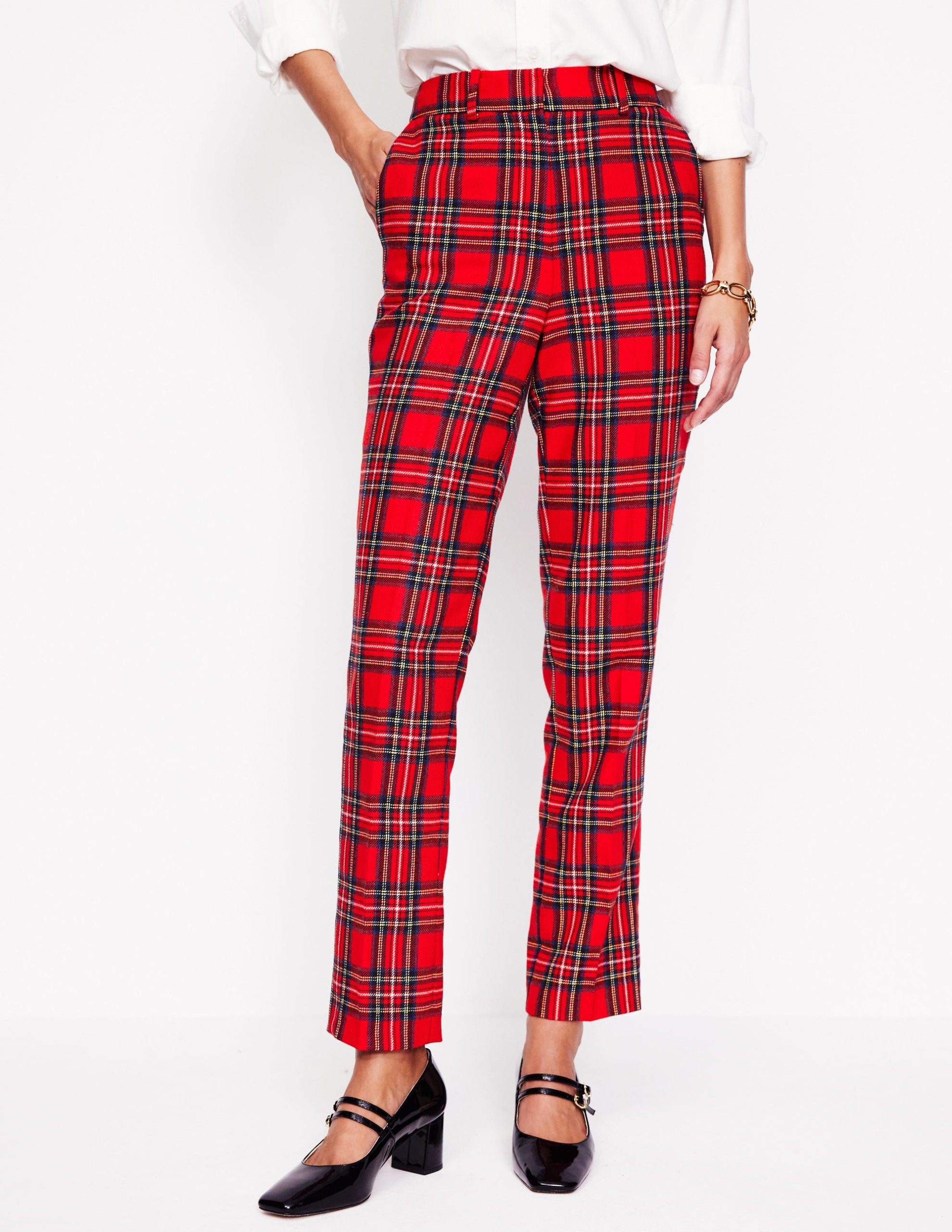 Kew Wool Blend Pants-Red and Blue Check - Image 4