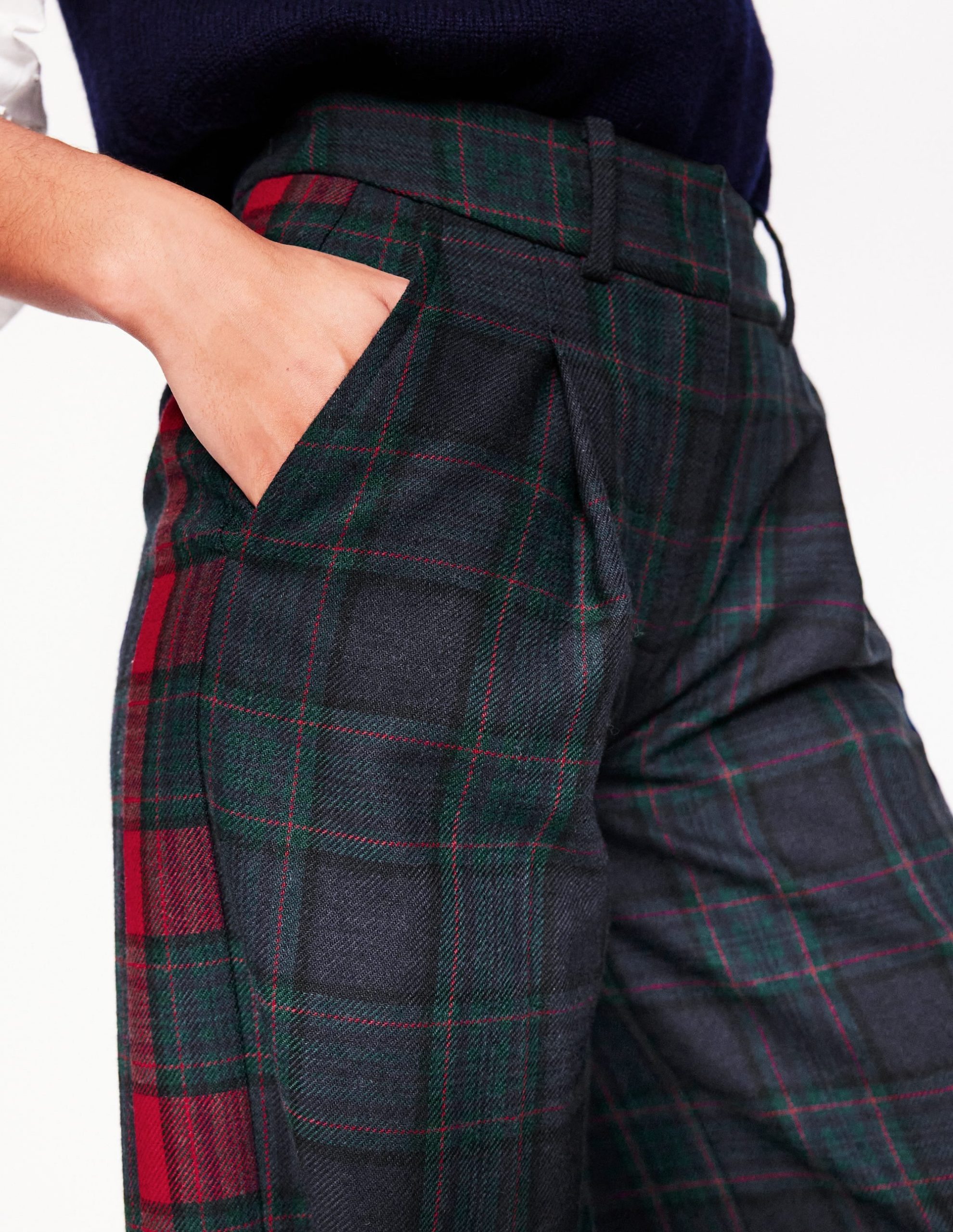 Chiswick Wool Blend Pants-Navy and Green Check - Image 2