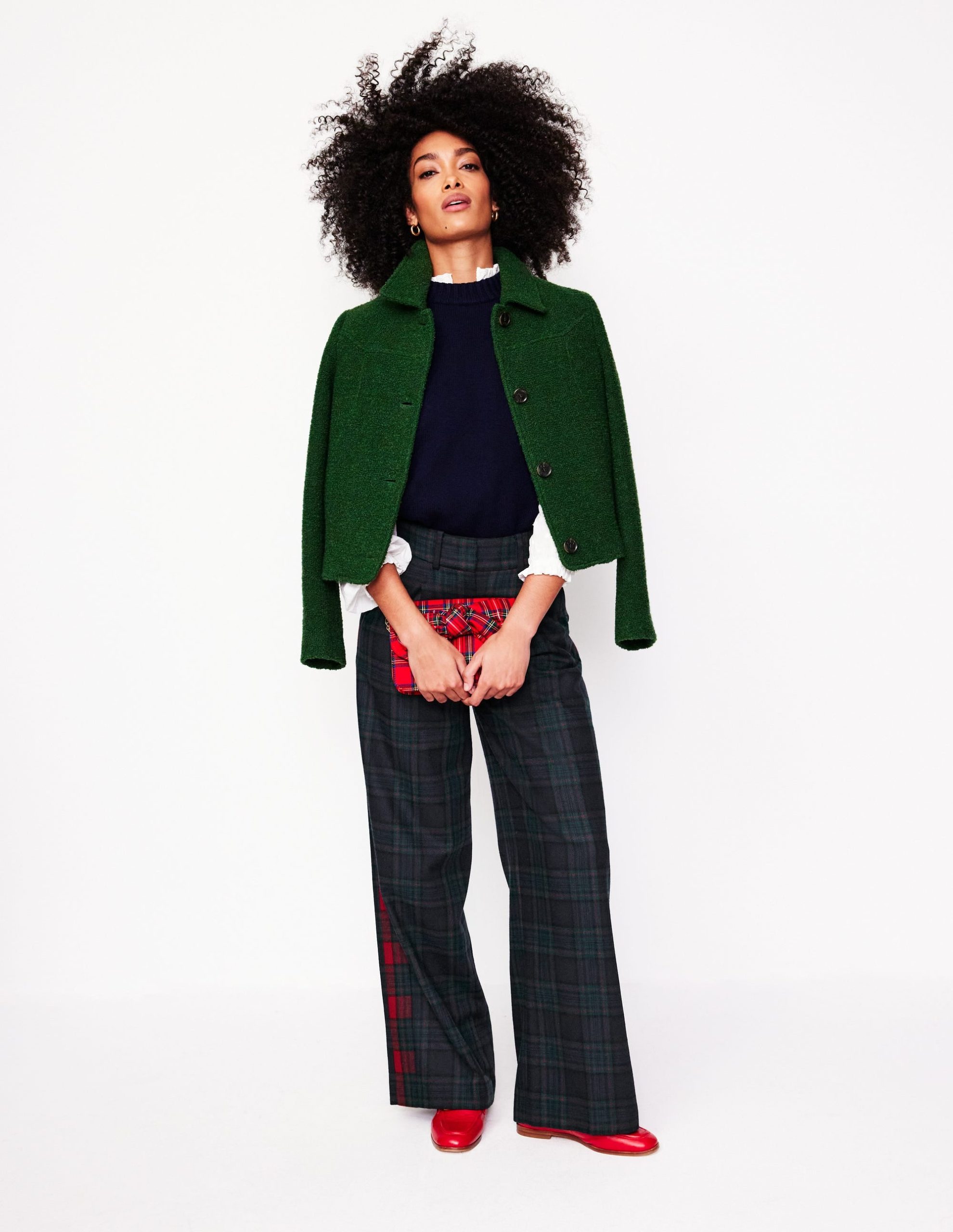 Chiswick Wool Blend Pants-Navy and Green Check - Image 5