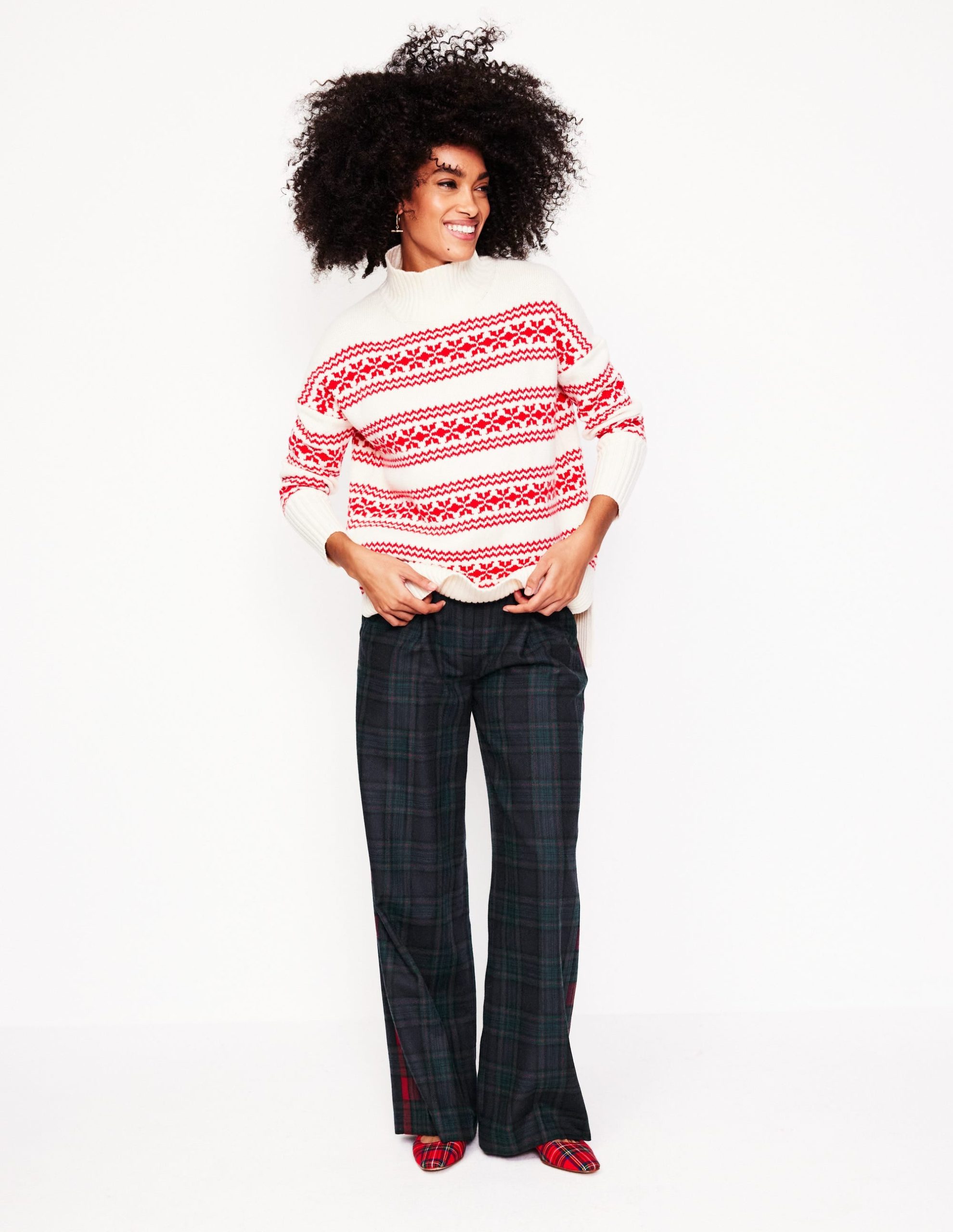 Chiswick Wool Blend Pants-Navy and Green Check - Image 7