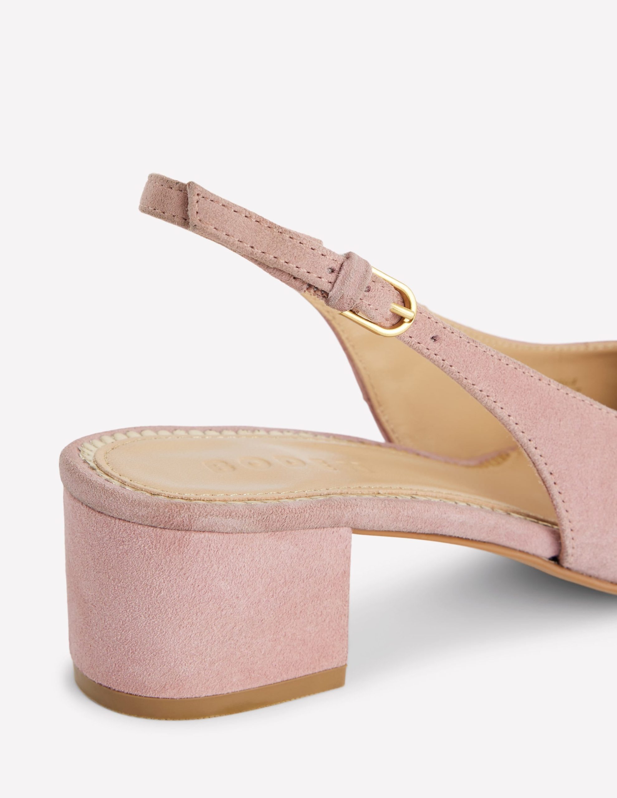 Ailsa Block Heel Slingbacks-Almond Pink Suede - Image 4