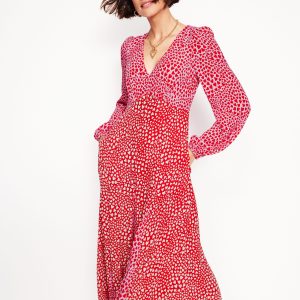 Lisa Long Sleeve Tea Dress-Pink. Heart Cluster