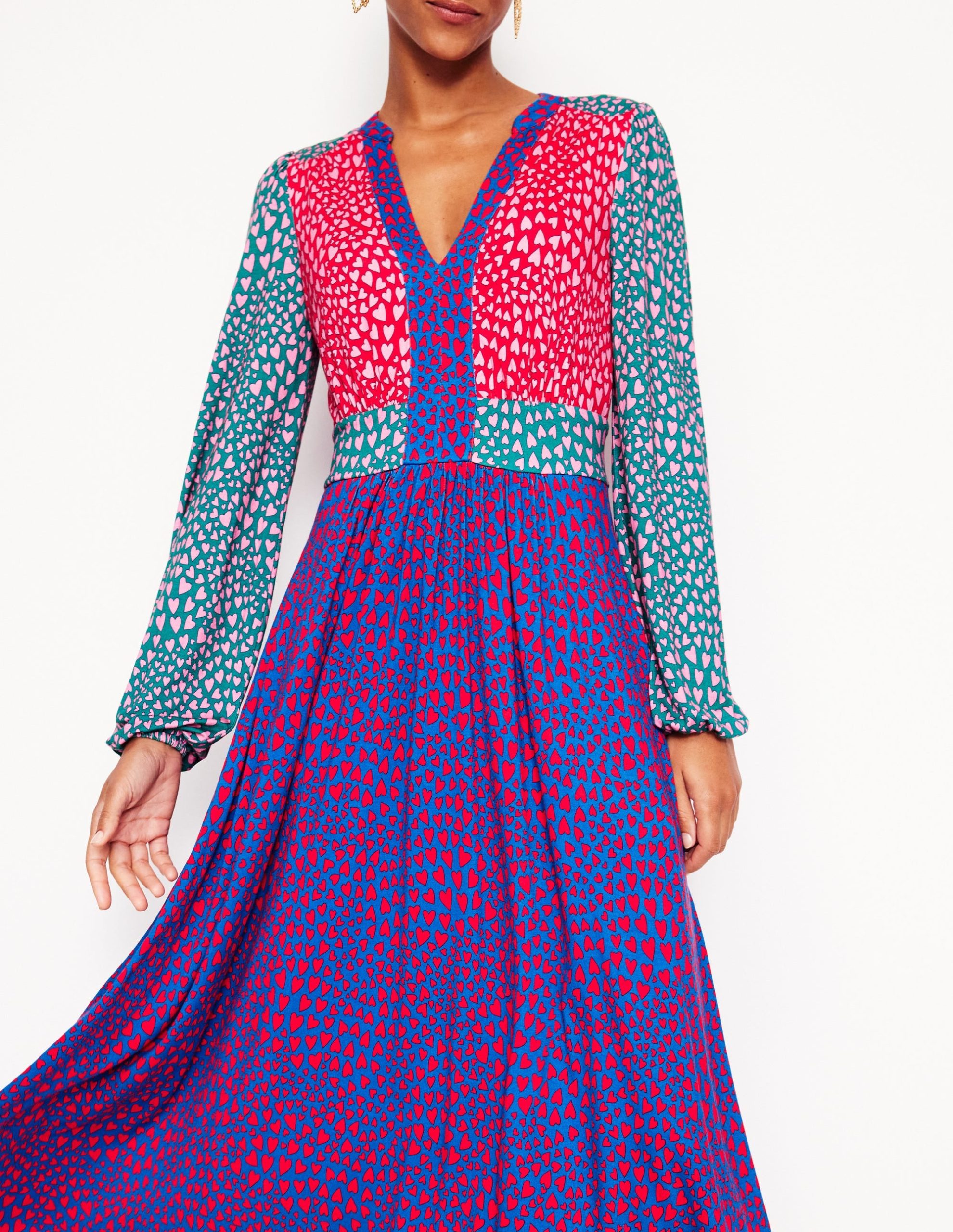 Lily Long Sleeve Midi Dress-Multi. Heart Cluster - Image 3