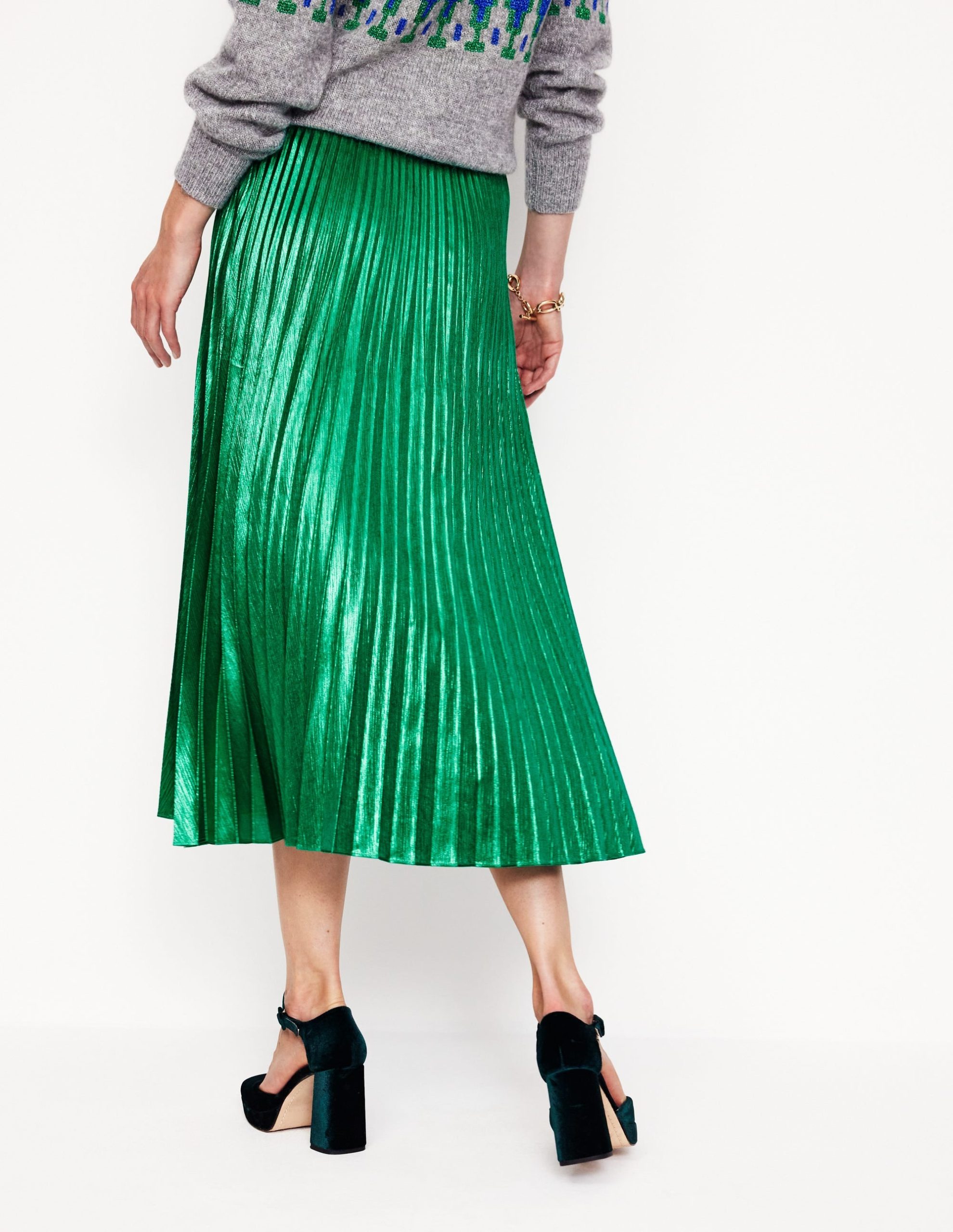 Camilla Metallic Midi Skirt-Malachite - Image 3
