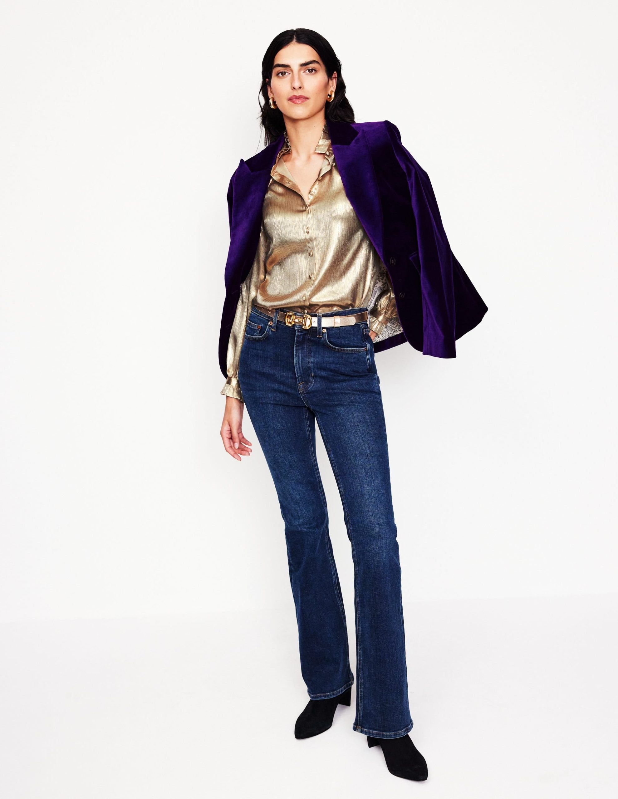 Ruffle Collar Party Blouse-Gold - Image 4