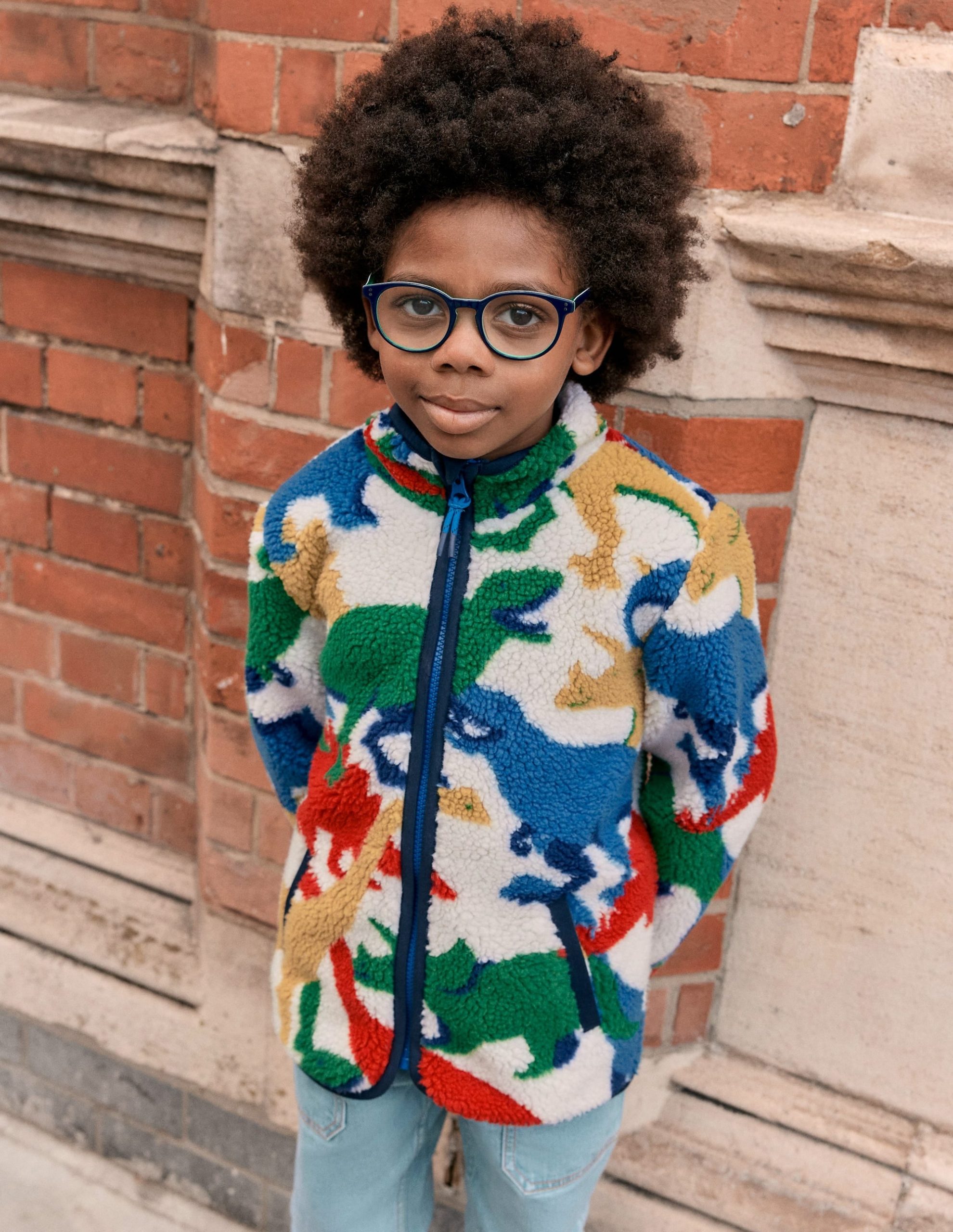 Cosy Borg Jacket-Multi Dinos