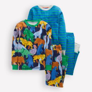Snug Twin Pack Pajamas-Prehistoric Animals and Stripe