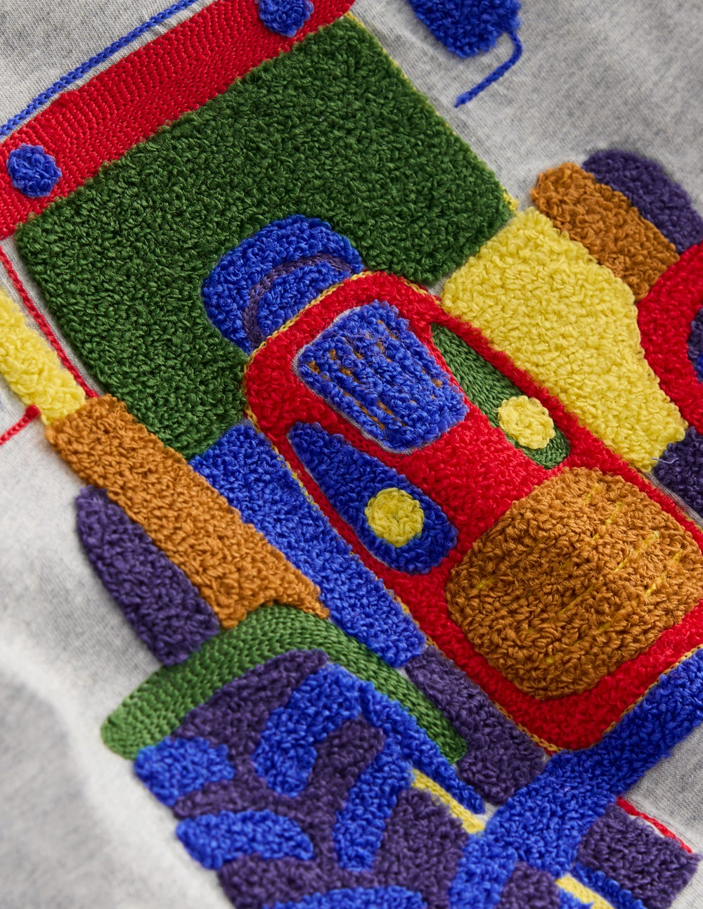 Long Sleeve Boucl?? T-shirt-Grey Marl Tractor - Image 3