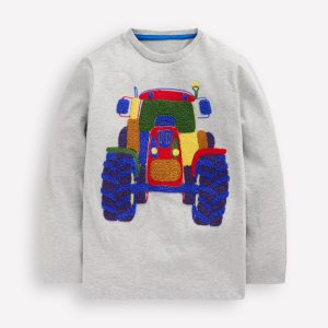 Long Sleeve Boucl?? T-shirt-Grey Marl Tractor