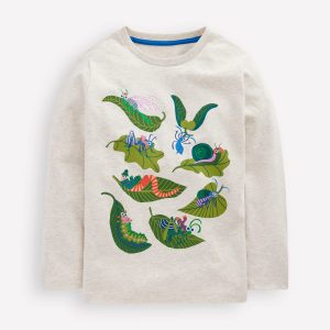 Long Sleeve Printed T-shirt-Oatmeal Bugs